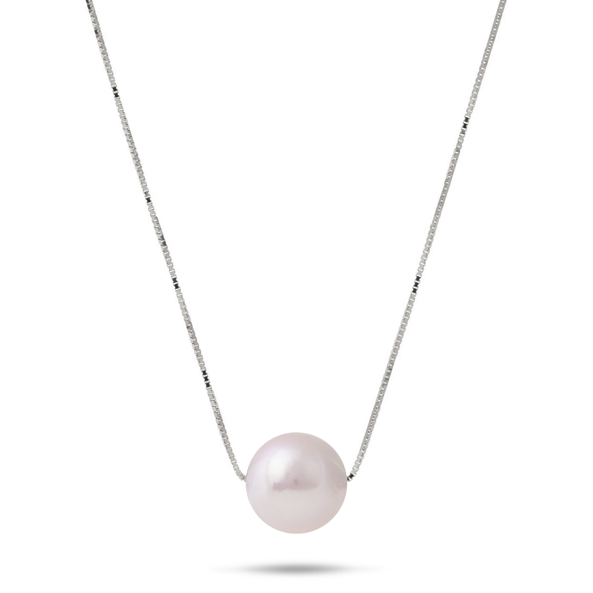 16-18" Adjustable Akoya White Pearl Necklace in White Gold - 8.5-9mm