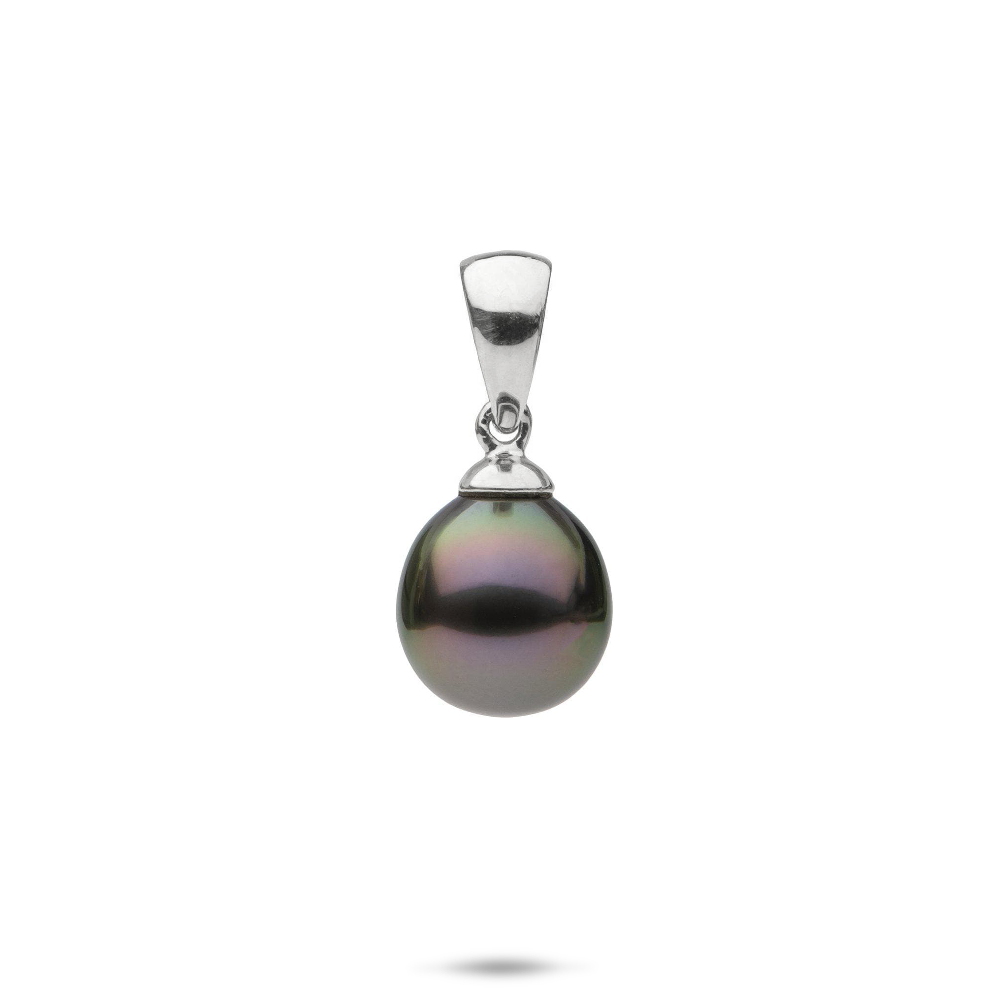 Tahitian Black Pearl Pendant in White Gold - 8-12mm