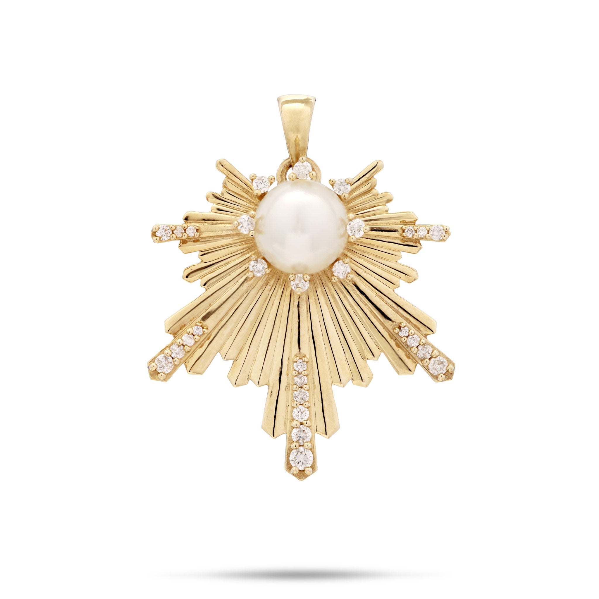 E Hoʻāla Akoya White Pearl Pendant in Gold with Diamonds - 27mm