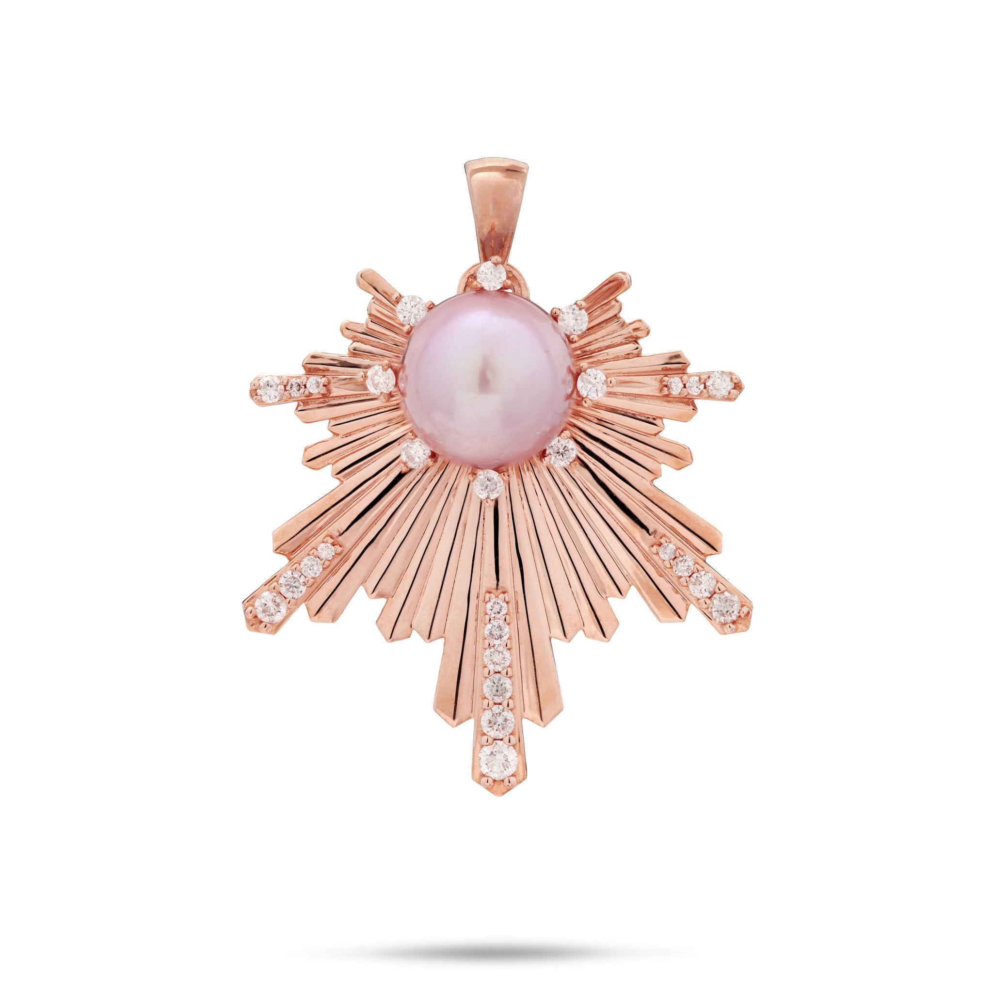 E Hoʻāla Lavender Freshwater Pearl Pendant in Rose Gold with Diamonds - 27mm