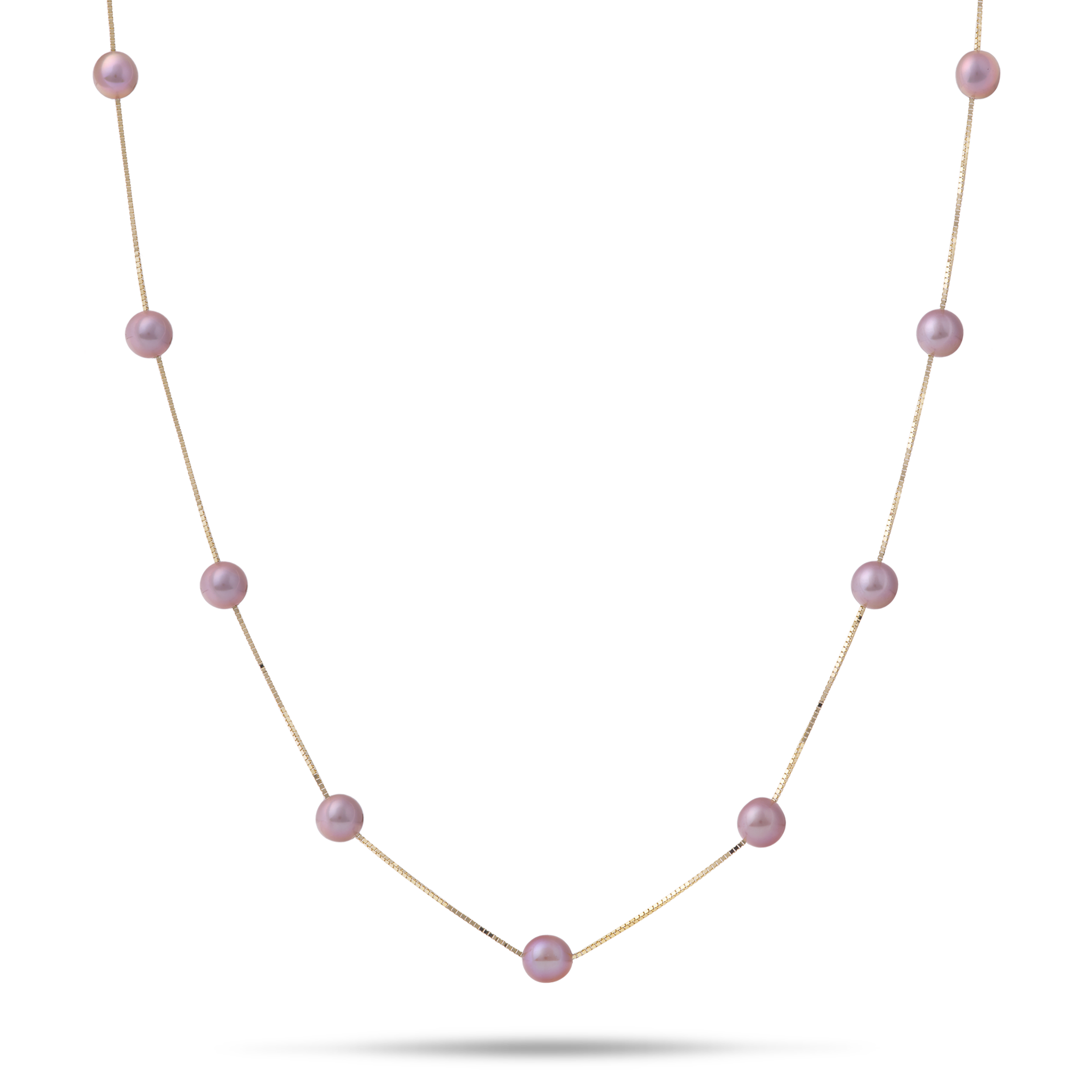 18" Freshwater Pearl Necklace in Gold - 5-6mm