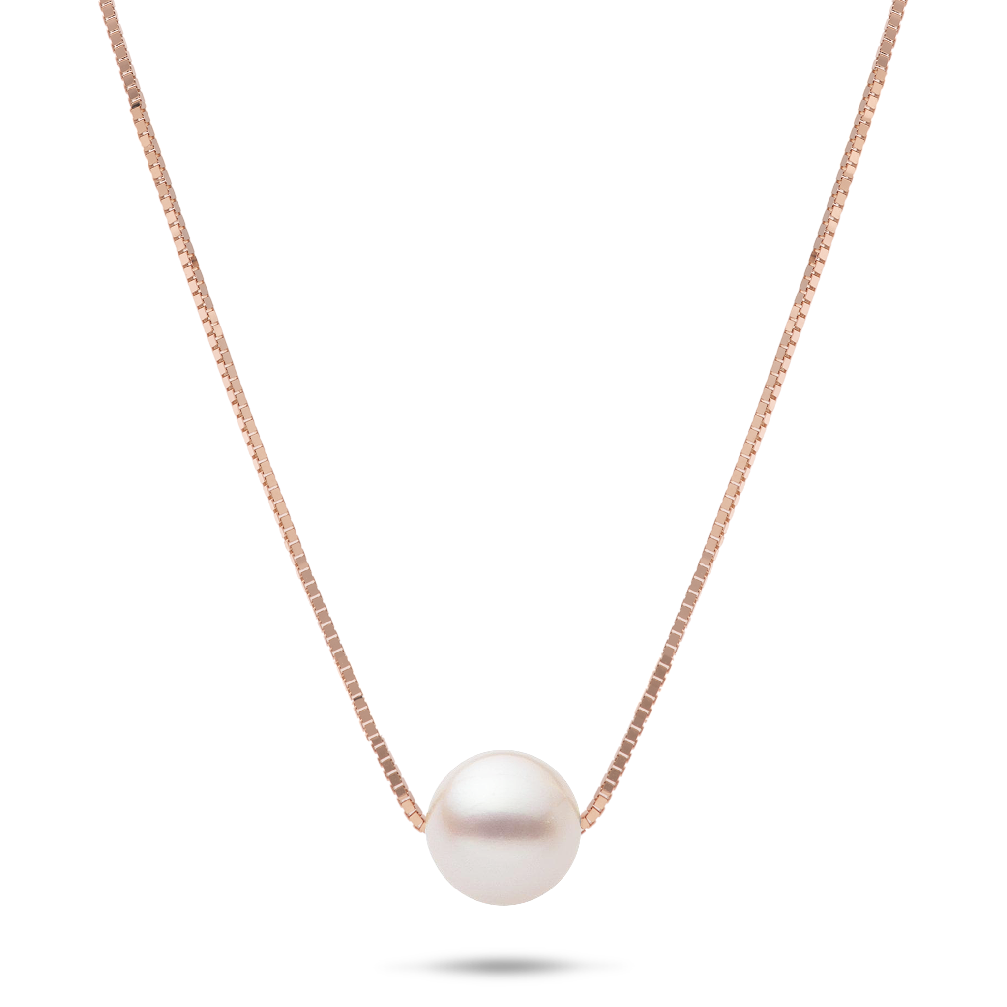 16-18" Adjustable Akoya Pearl Necklace in Rose Gold - 8mm