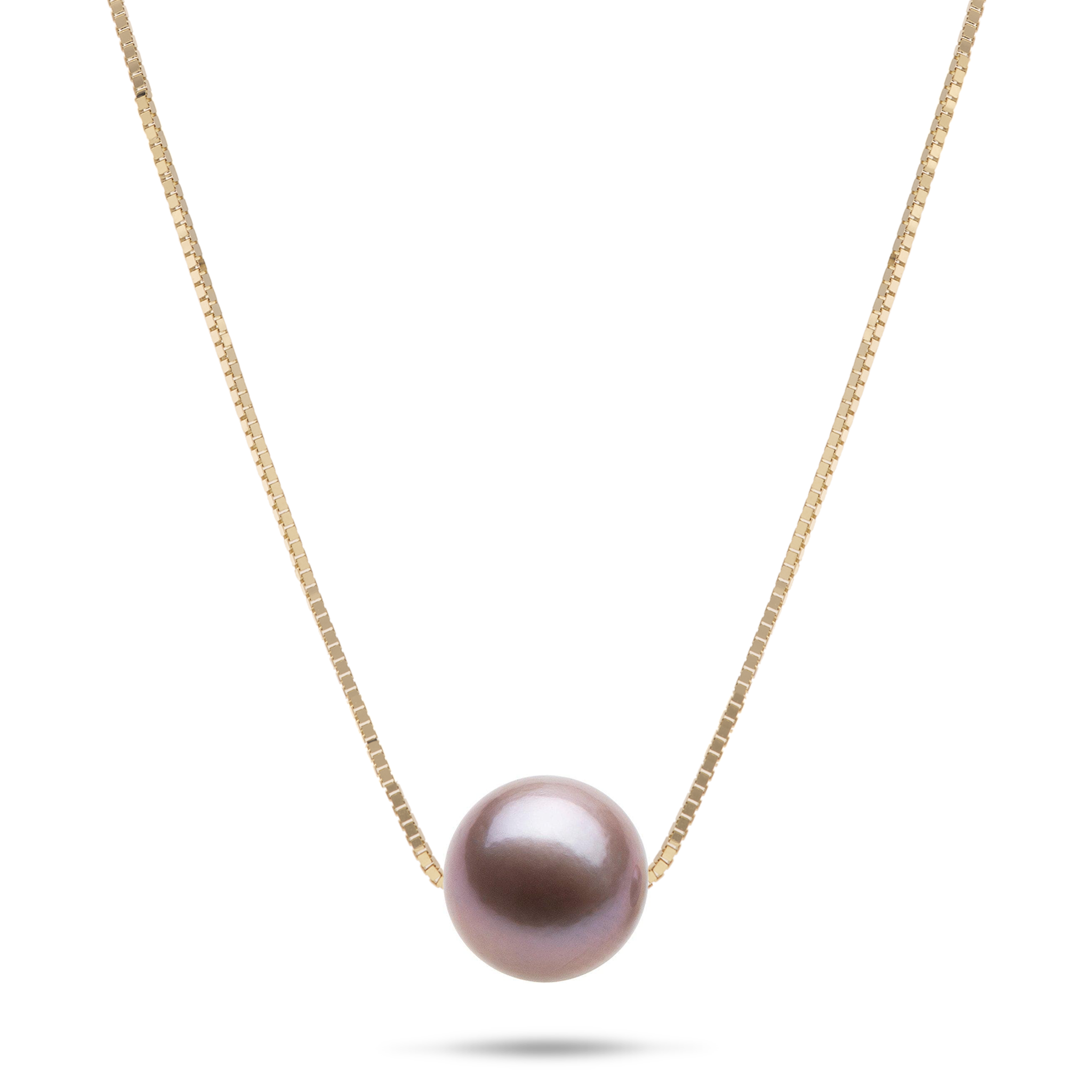 16-18" Adjustable Freshwater Lilac Pearl Necklace in Gold - 9-10mm