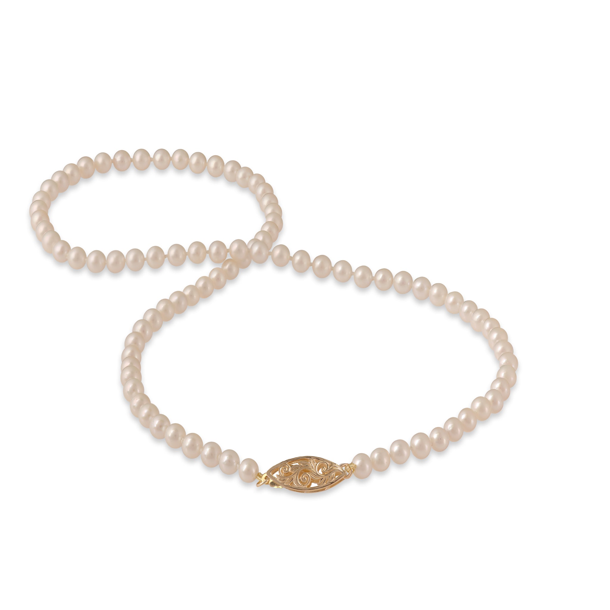18-19" Akoya White Pearl Strand with Gold Clasp - 4-4.5mm