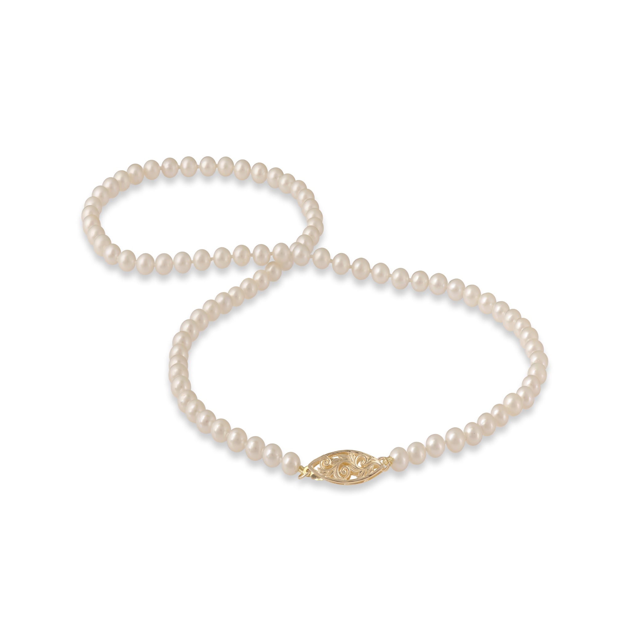 18-19" Freshwater White Pearl Strand with Gold Clasp - 4-4.5mm