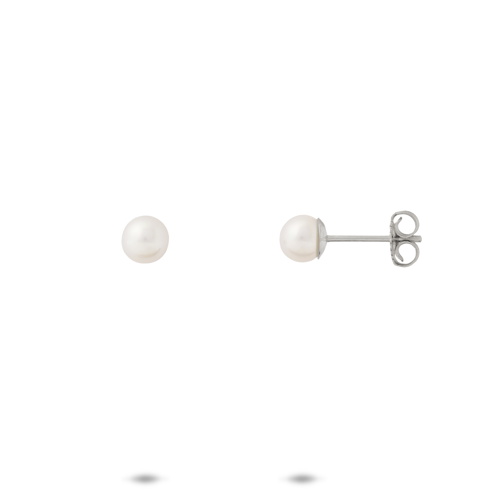 Akoya White Pearl Earrings in White Gold - 4.5-5mm