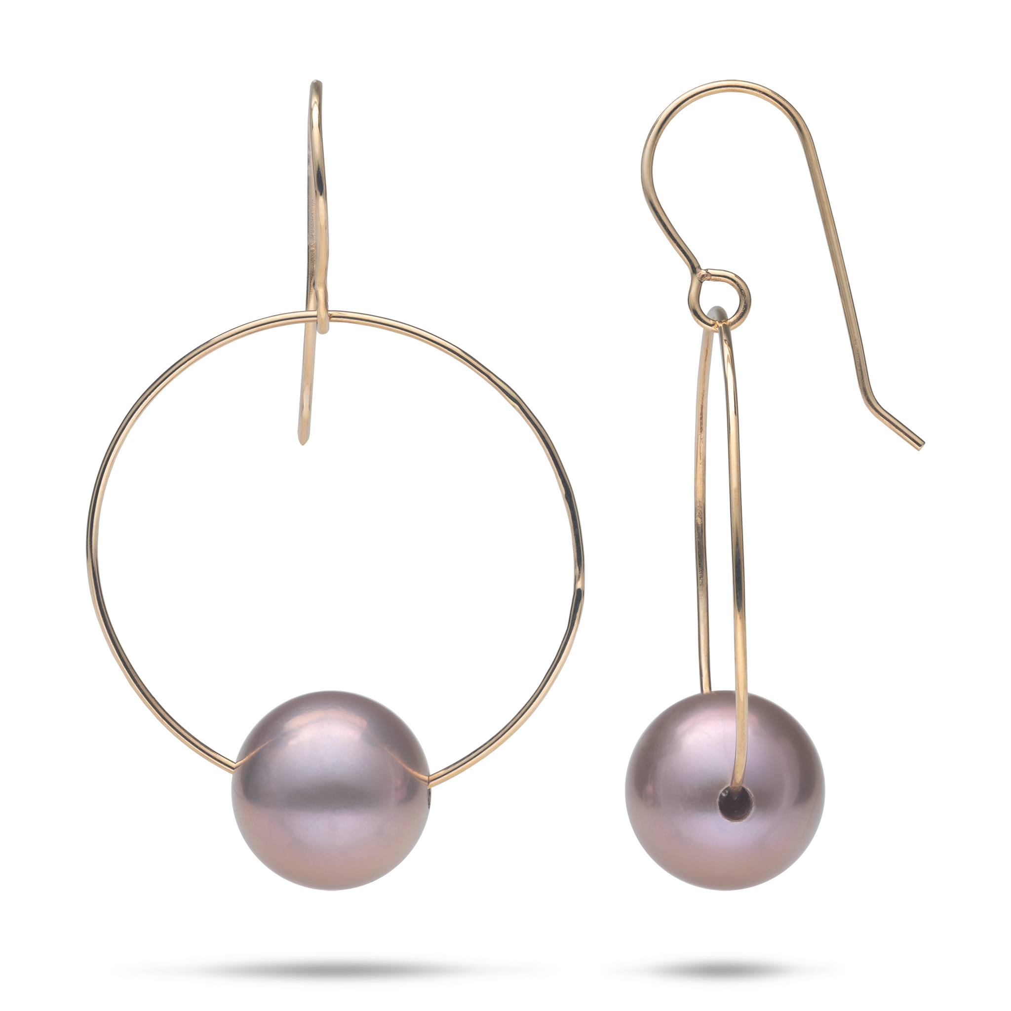 Lilac Freshwater Pearl Earrings in Gold - 10-11mm