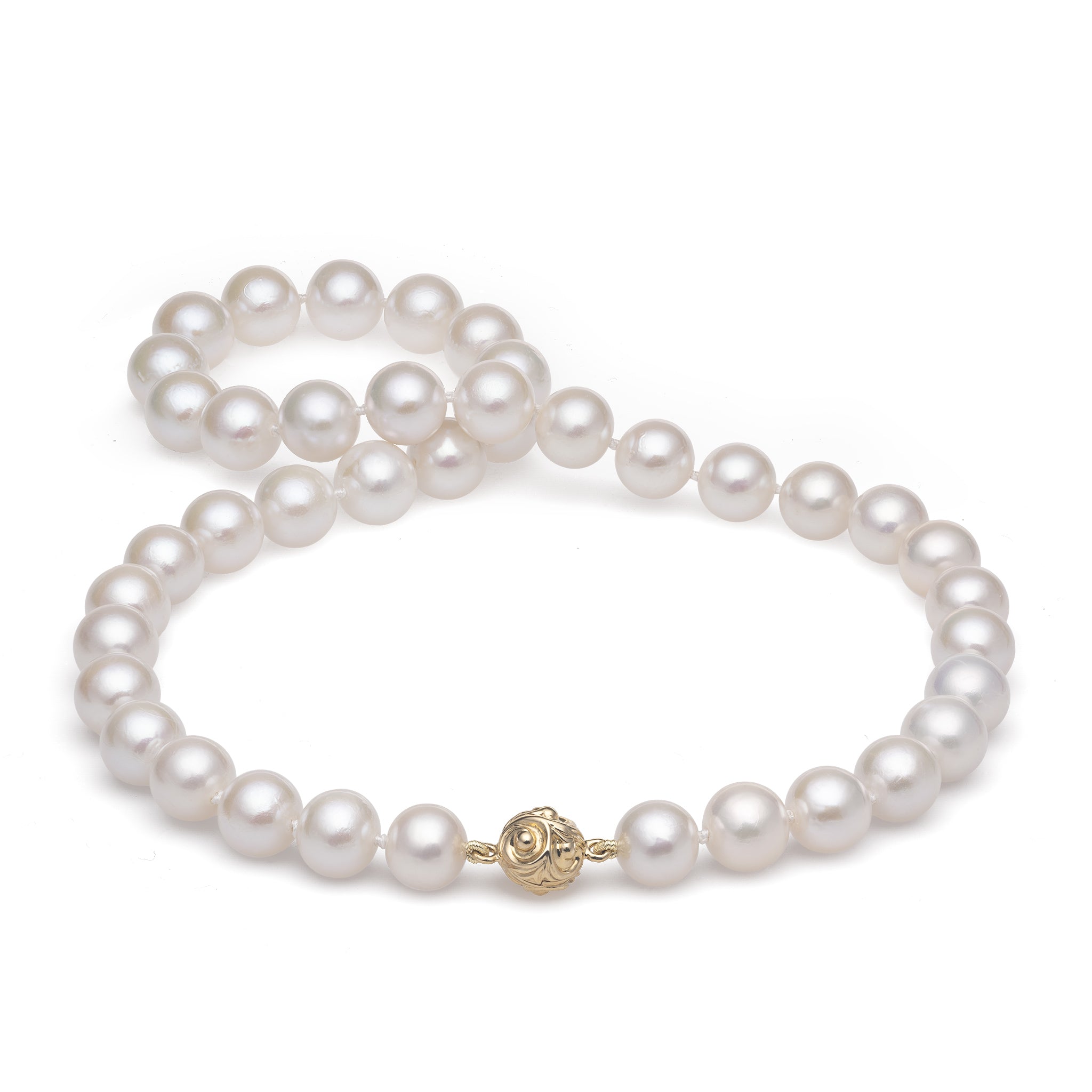 18-19" Freshwater White Pearl Strand with Magnetic Gold Clasp - 9-11mm