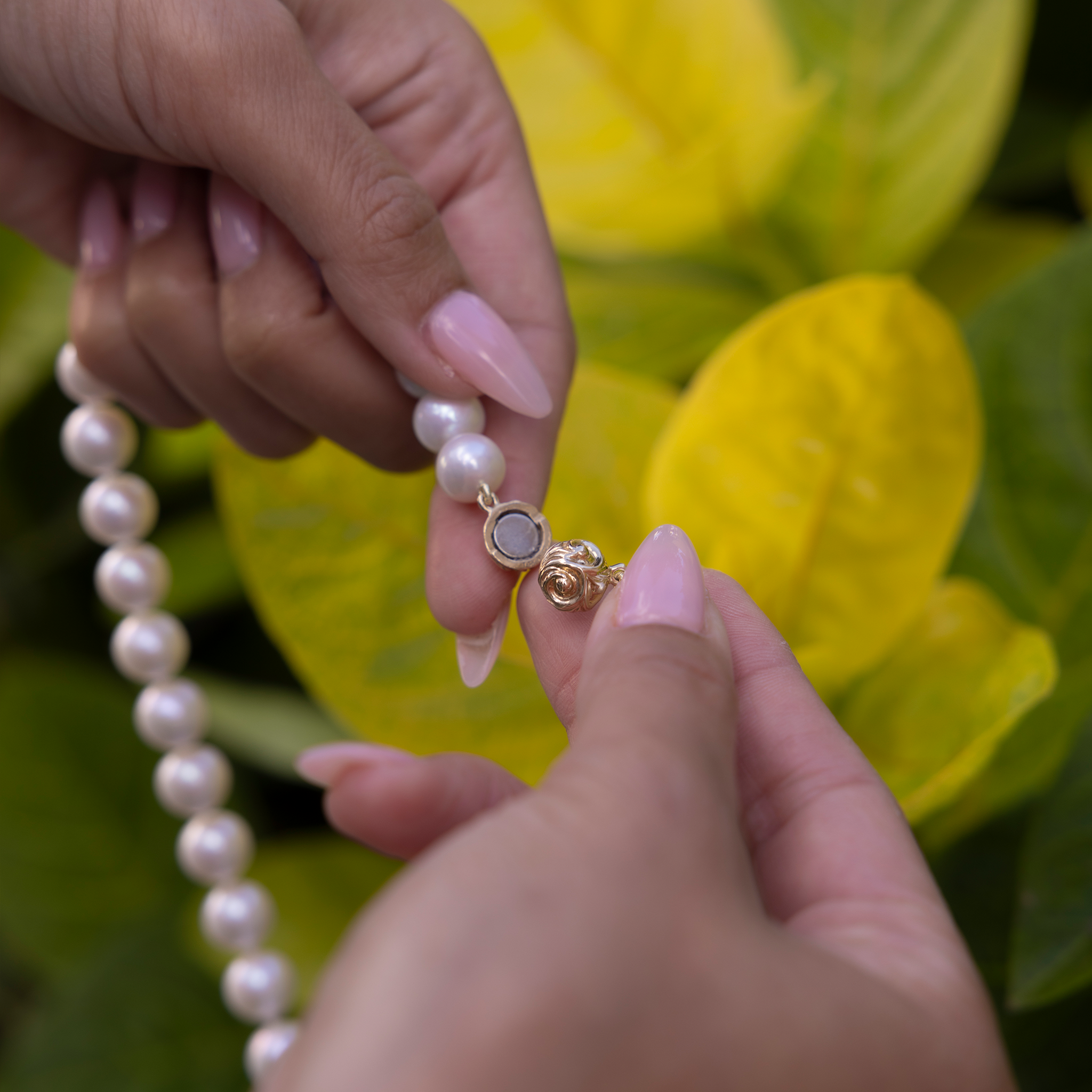 18-19" Freshwater White Pearl Strand with Magnetic Gold Clasp - 9-11mm