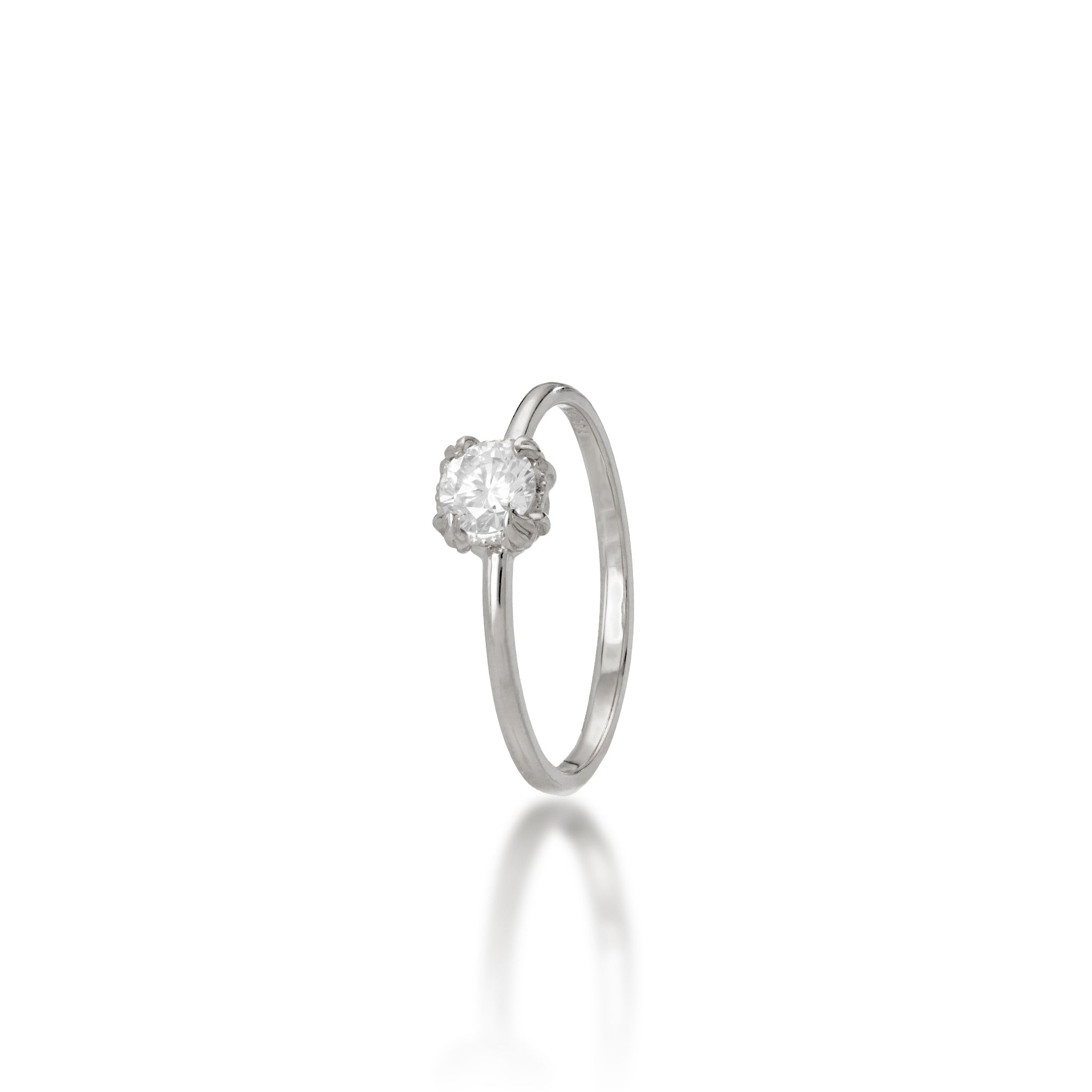 Angle View of the Hidden Hawaiʻi Maile Leaf 0.35-Carat Lab-Grown Diamond Ring in 14k White Gold on a white background