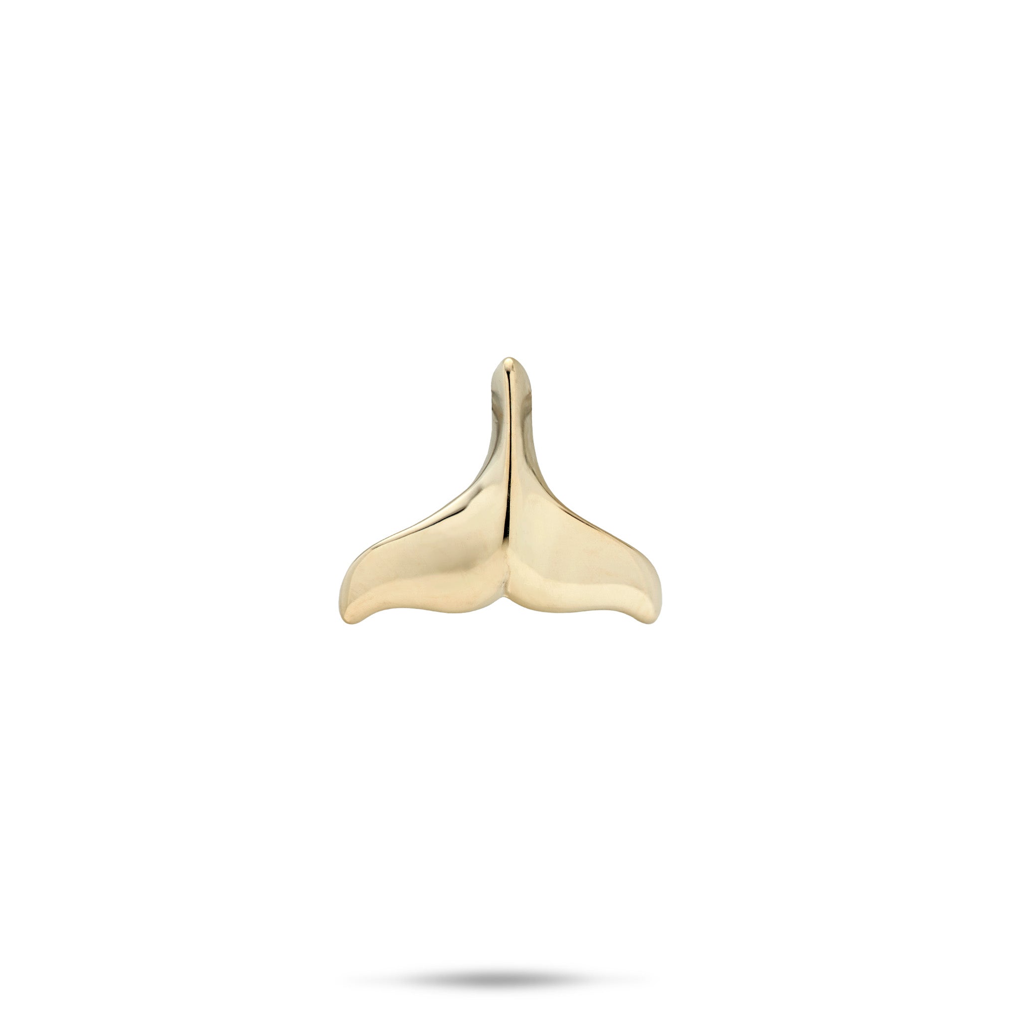 High-polish Whale Tail Pendant in 14k Yellow Gold on a white background