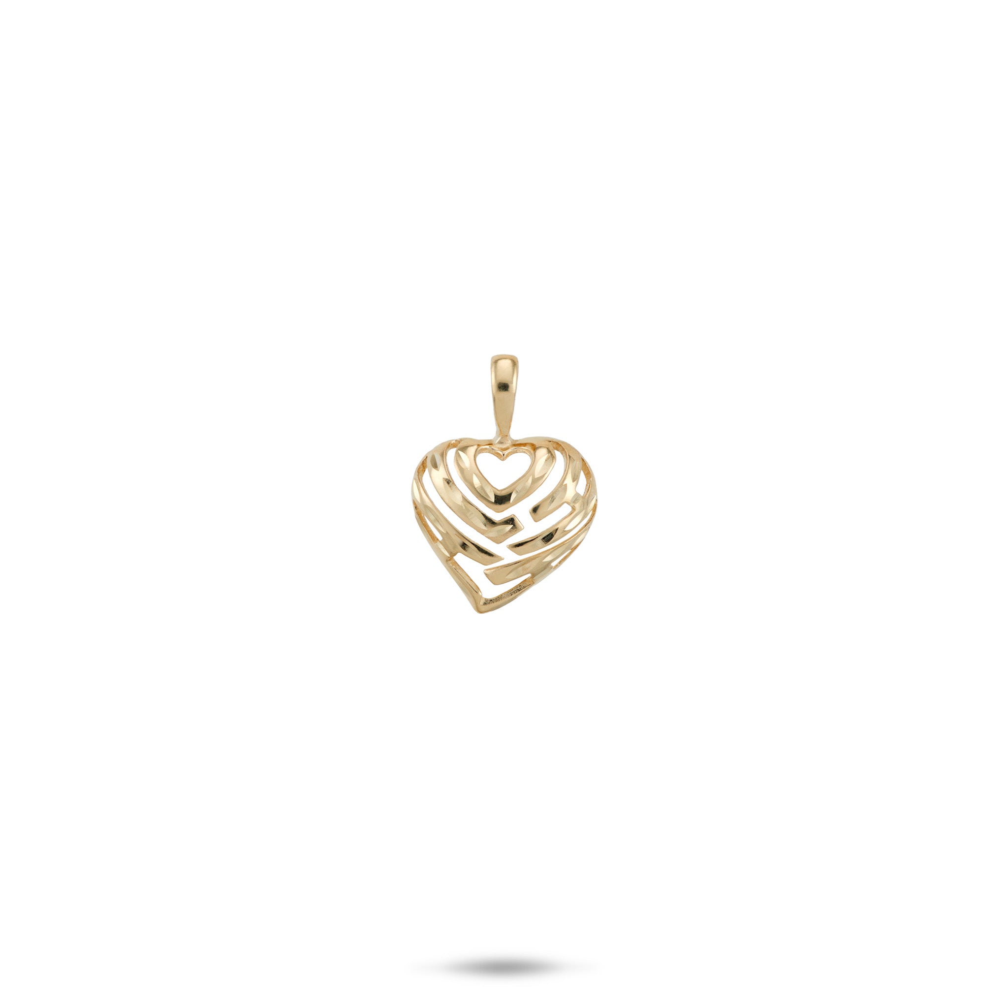 9mm Aloha Heart Pendant in 14k Yellow Gold