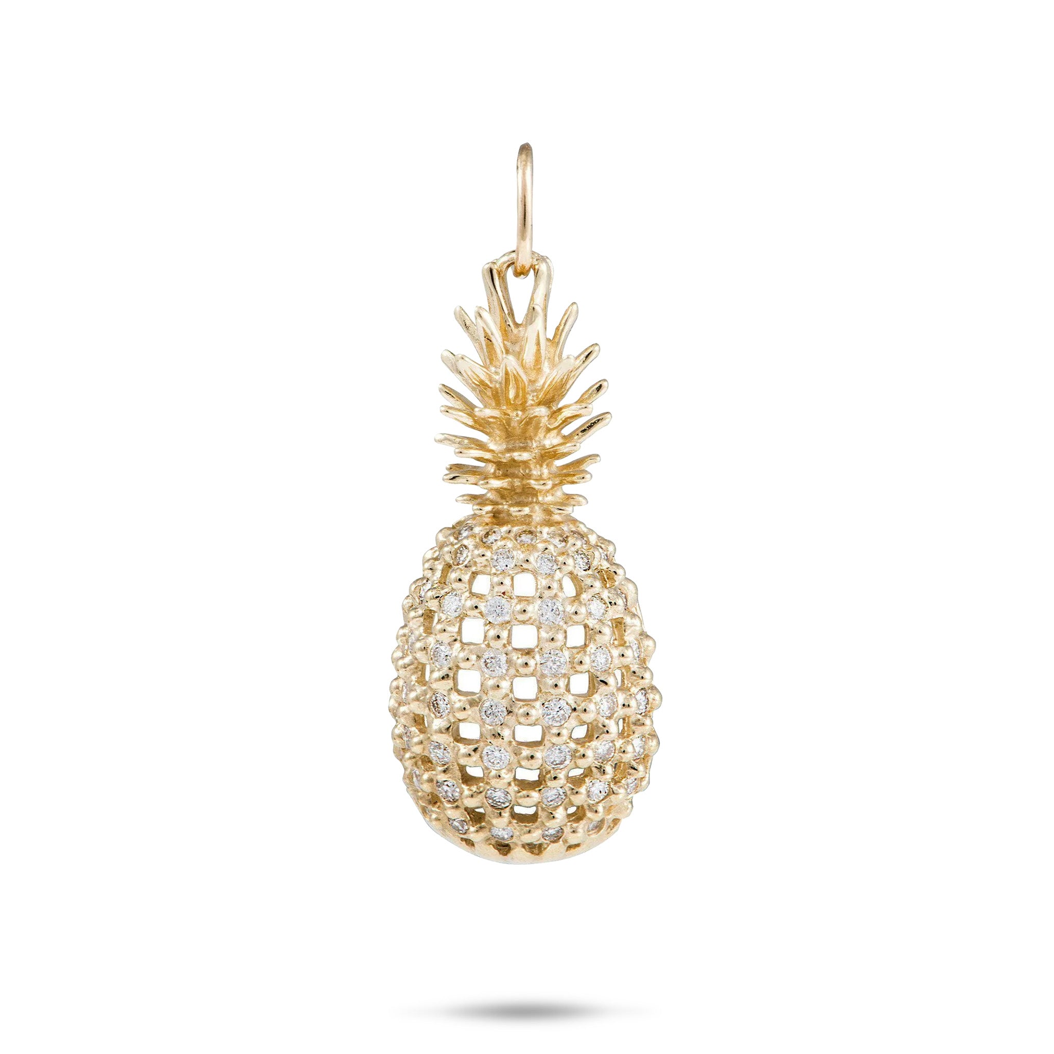 Pineapple Pendant in Gold with Diamonds - 30mm