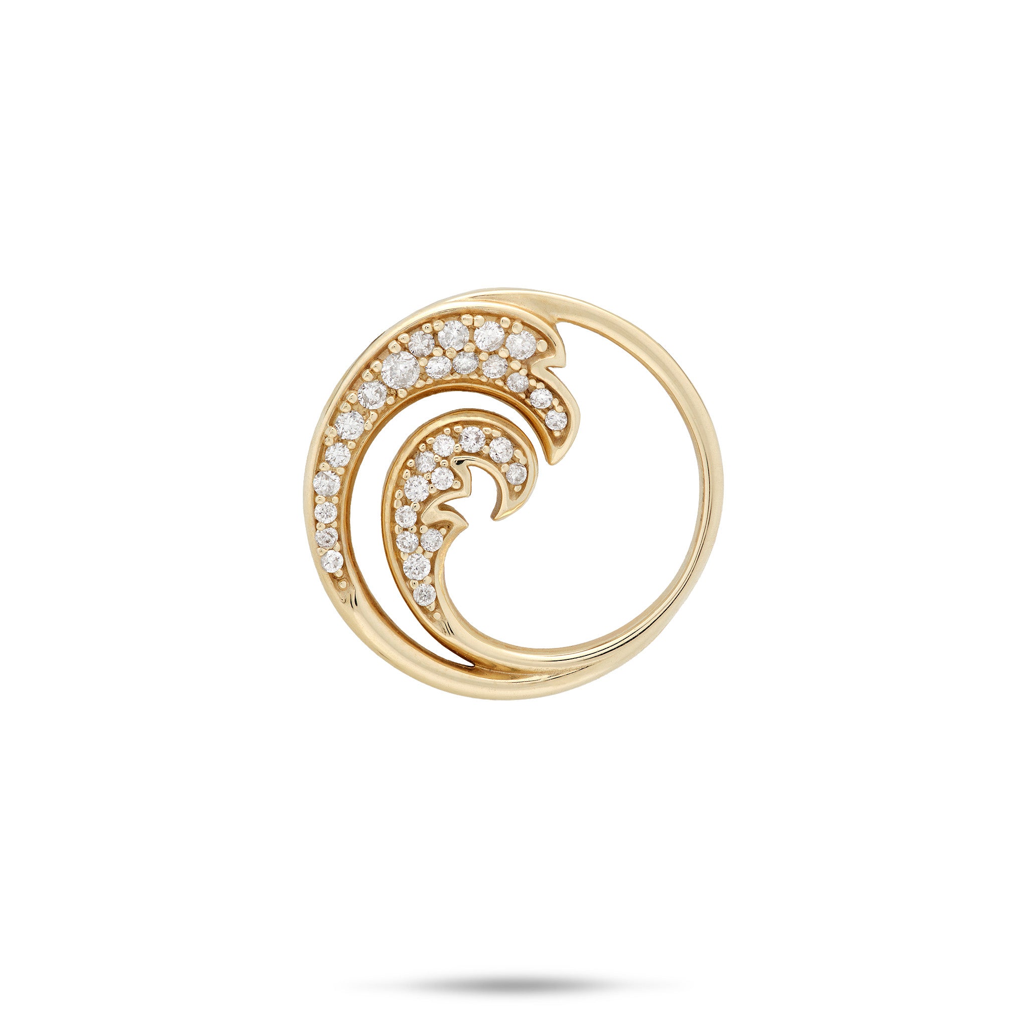 22mm Round Ocean Wave Pendant with Diamonds on a white background