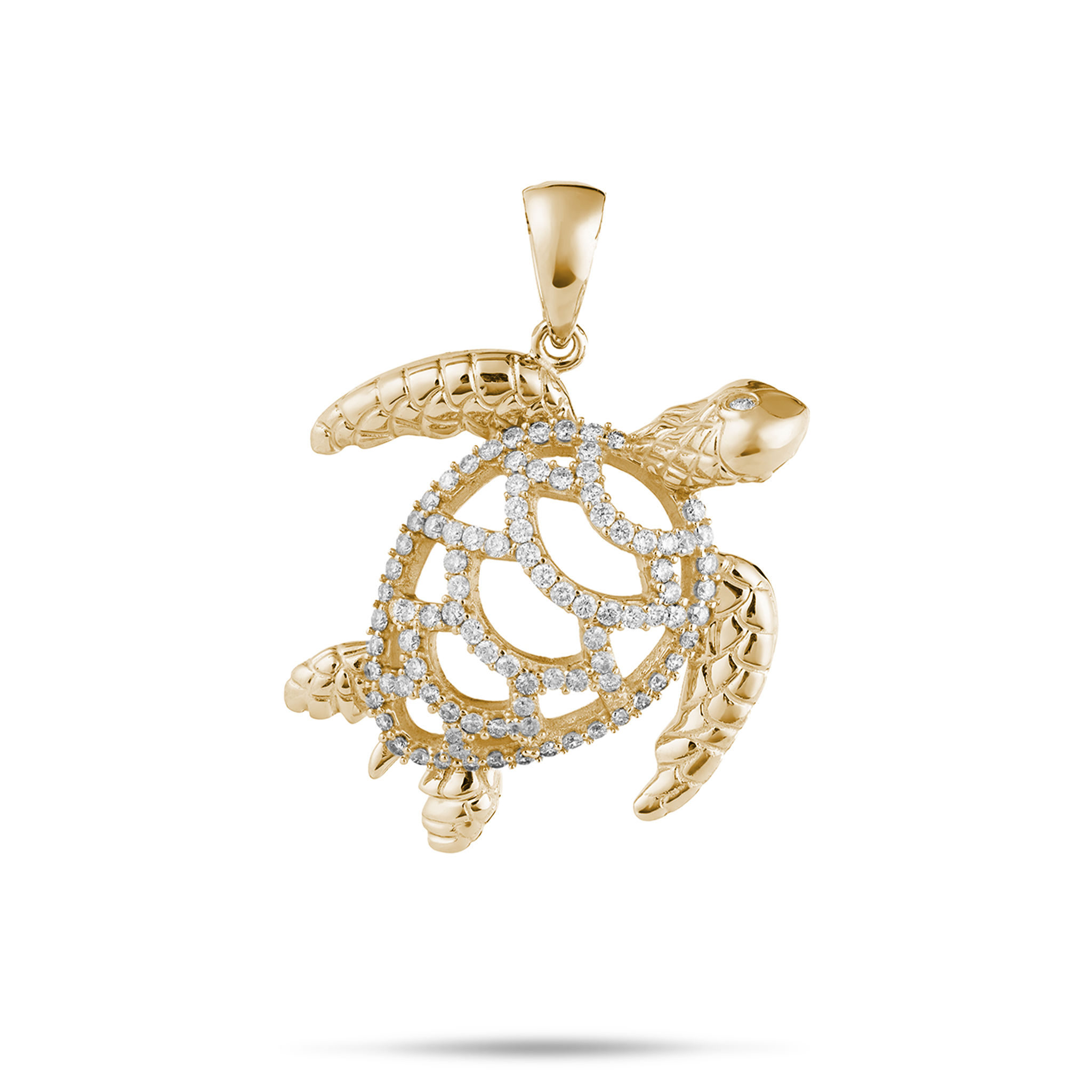 Honu Pendant in Gold with Diamonds - 28mm