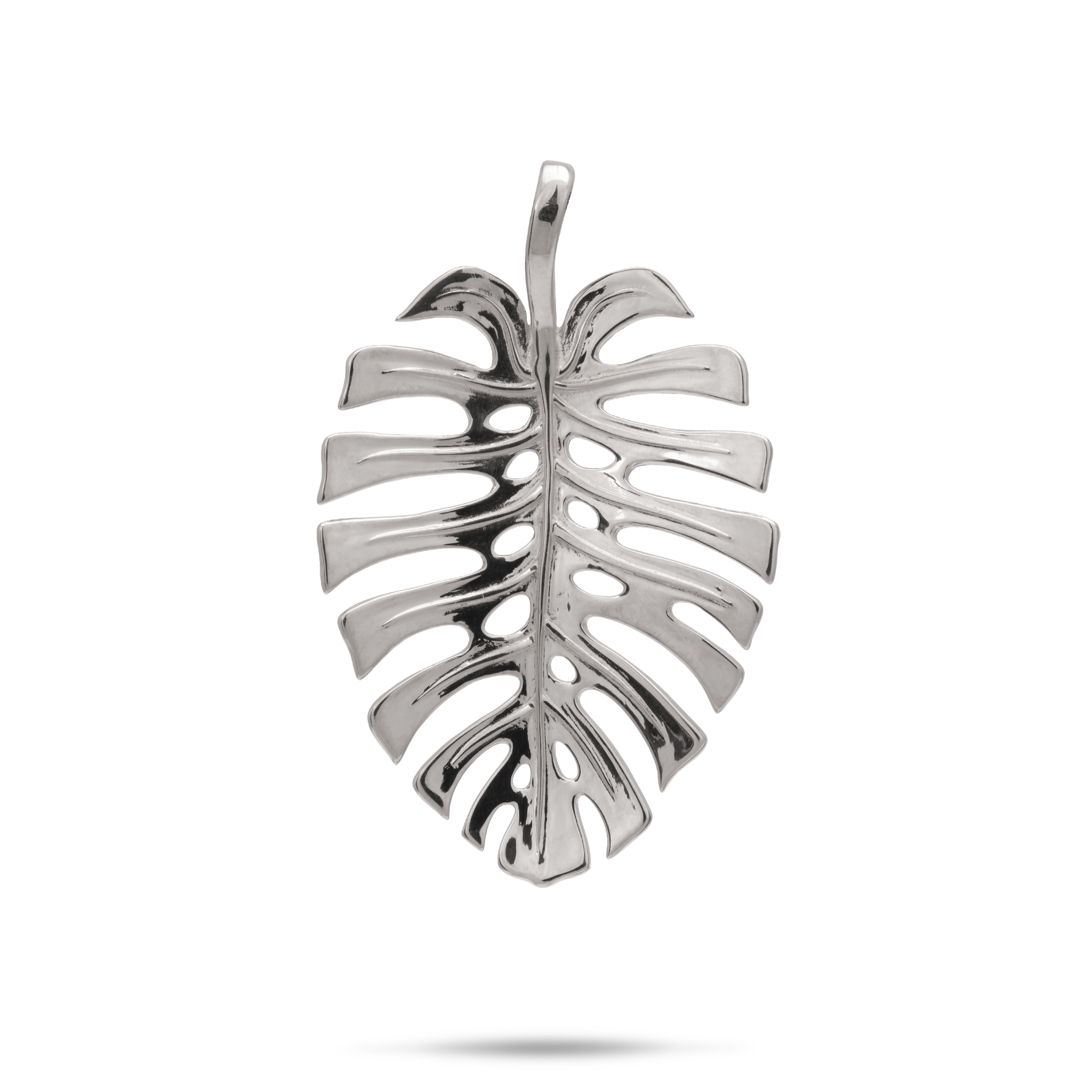 Monstera Pendant in White Gold - 30mm