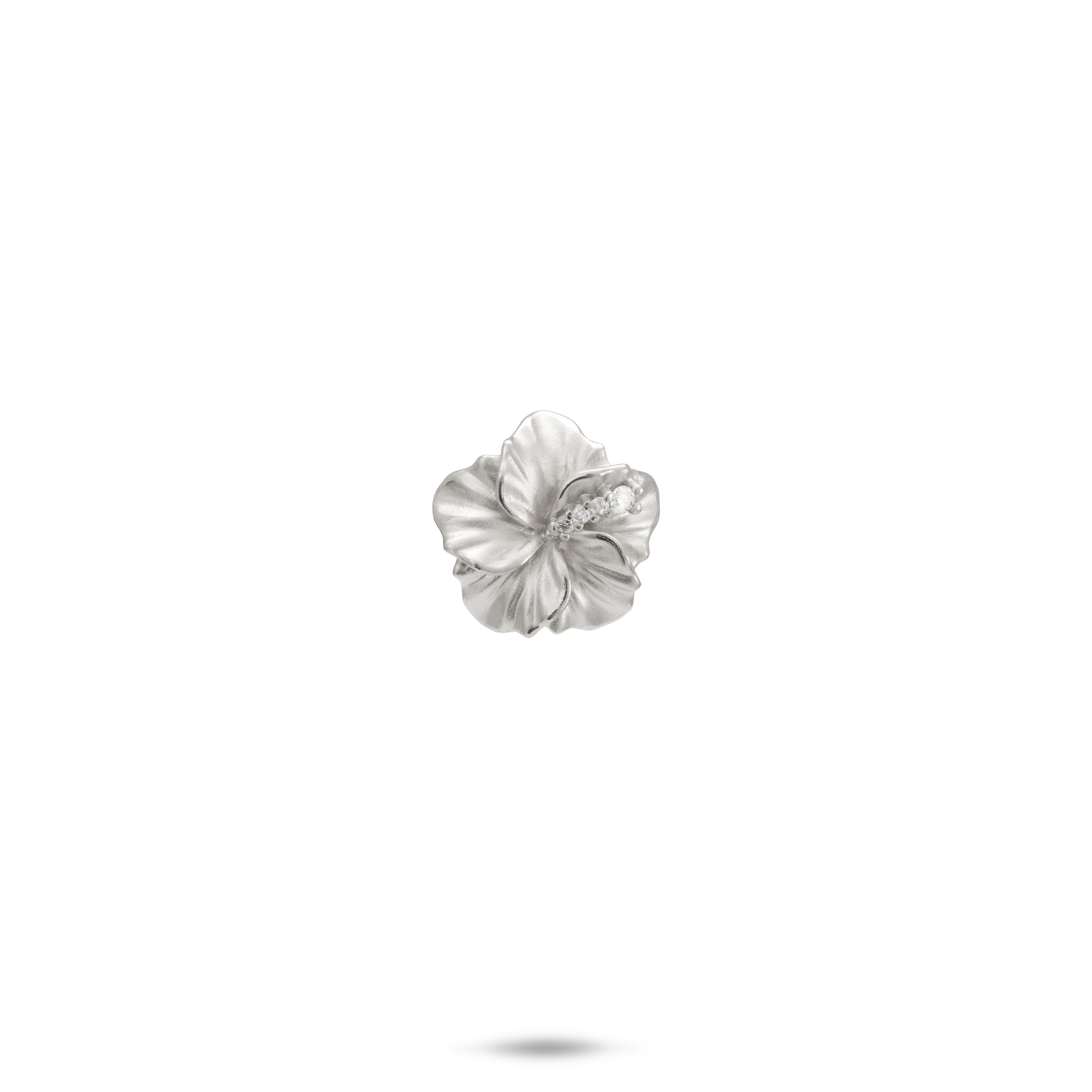 Hawaiian Gardens Hibiscus Pendant in White Gold with Diamonds - 11mm