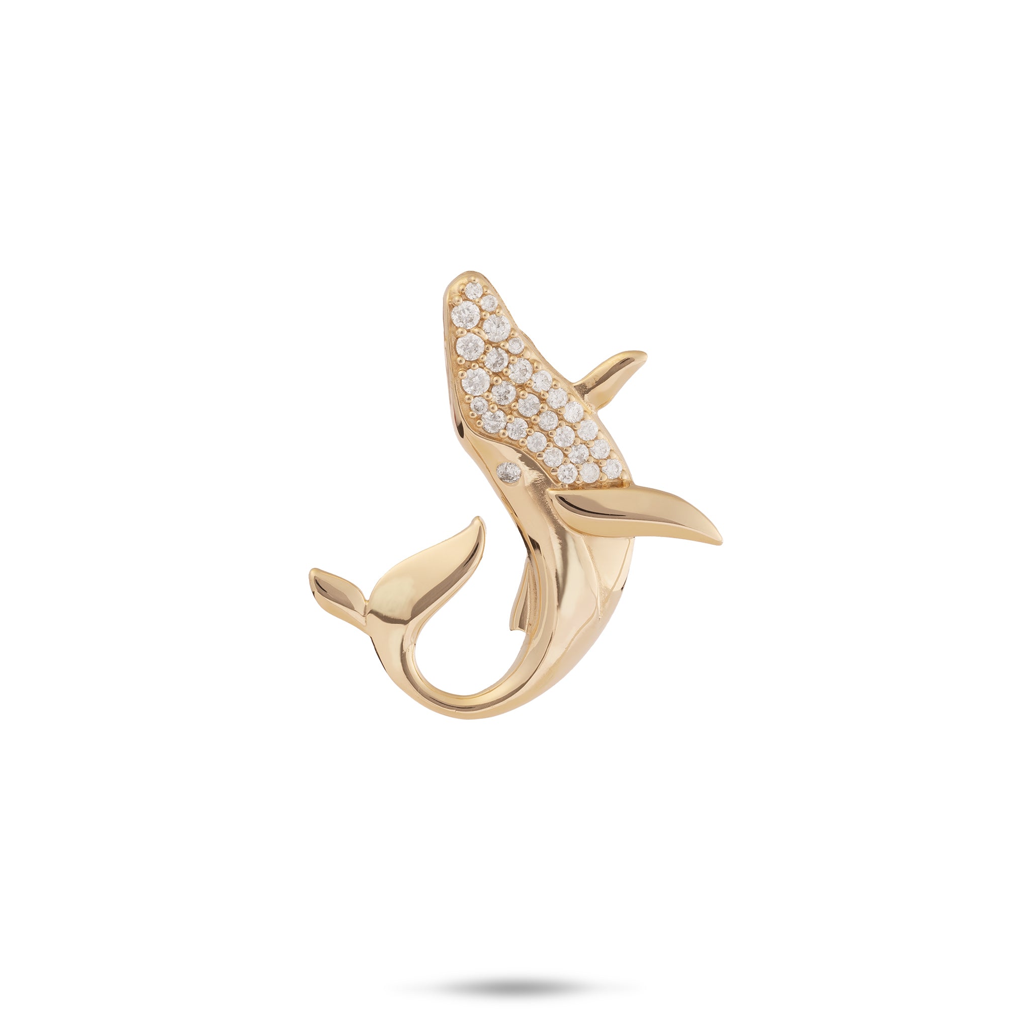 Ocean Dance Whale Pendant in Gold with Diamonds - 22mm