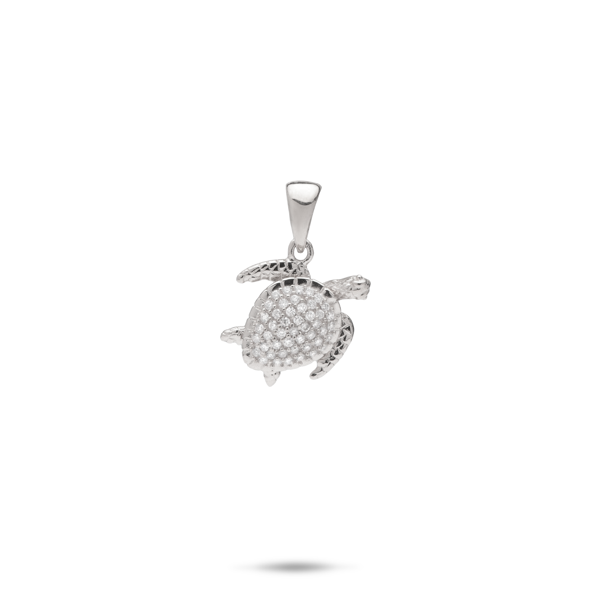 Honu Pendant in White Gold with Diamonds - 13mm