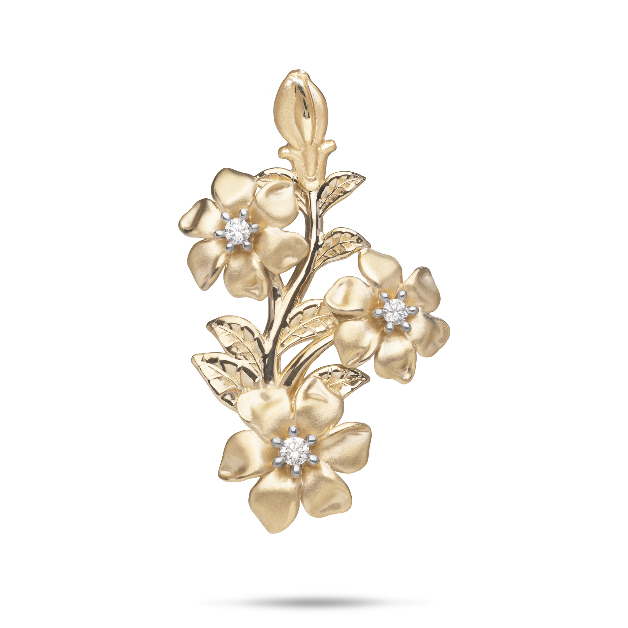 Nāʻū Pendant in Gold with Diamonds - 40mm