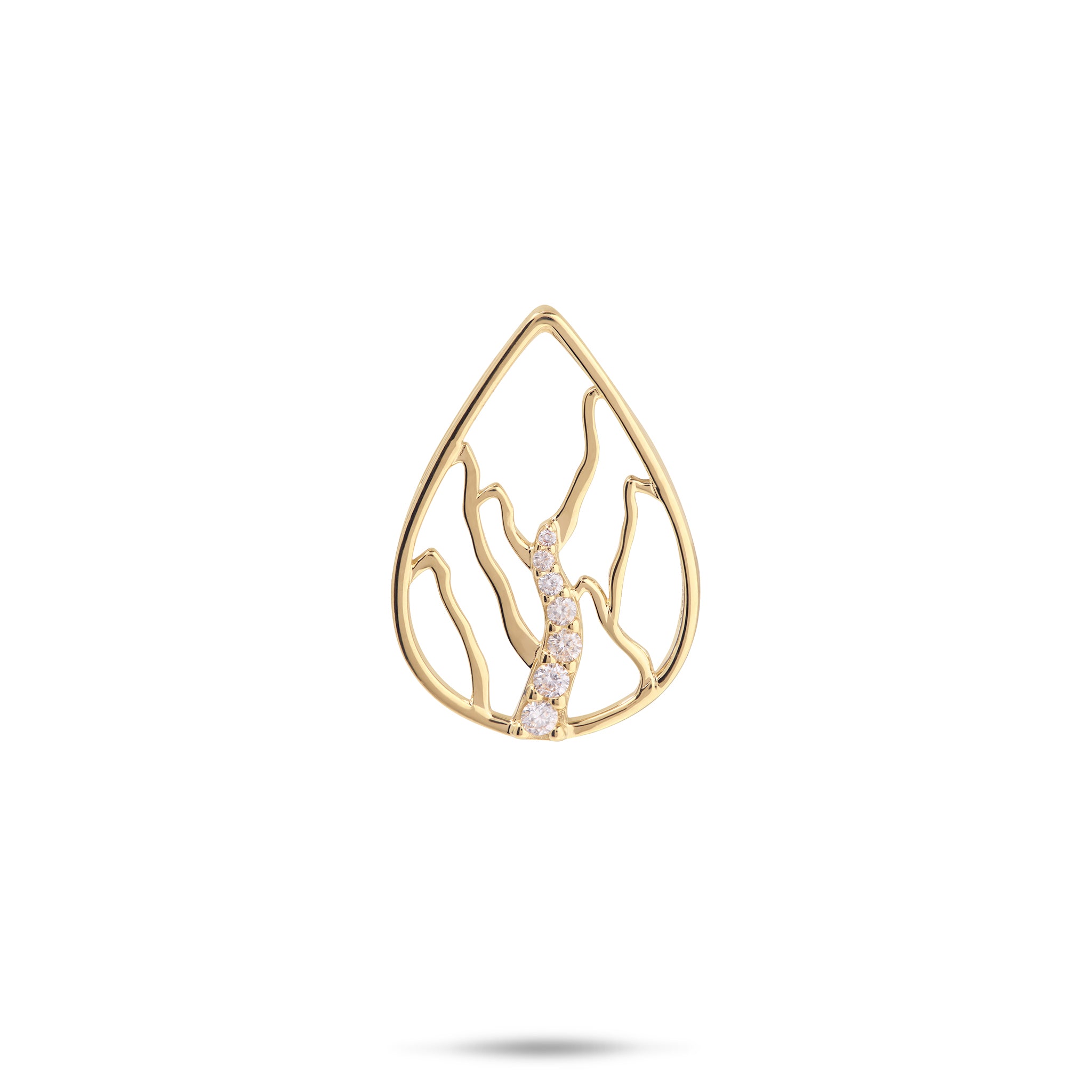 Koʻolau Waterfall Pendant in Gold with Diamonds - 21mm
