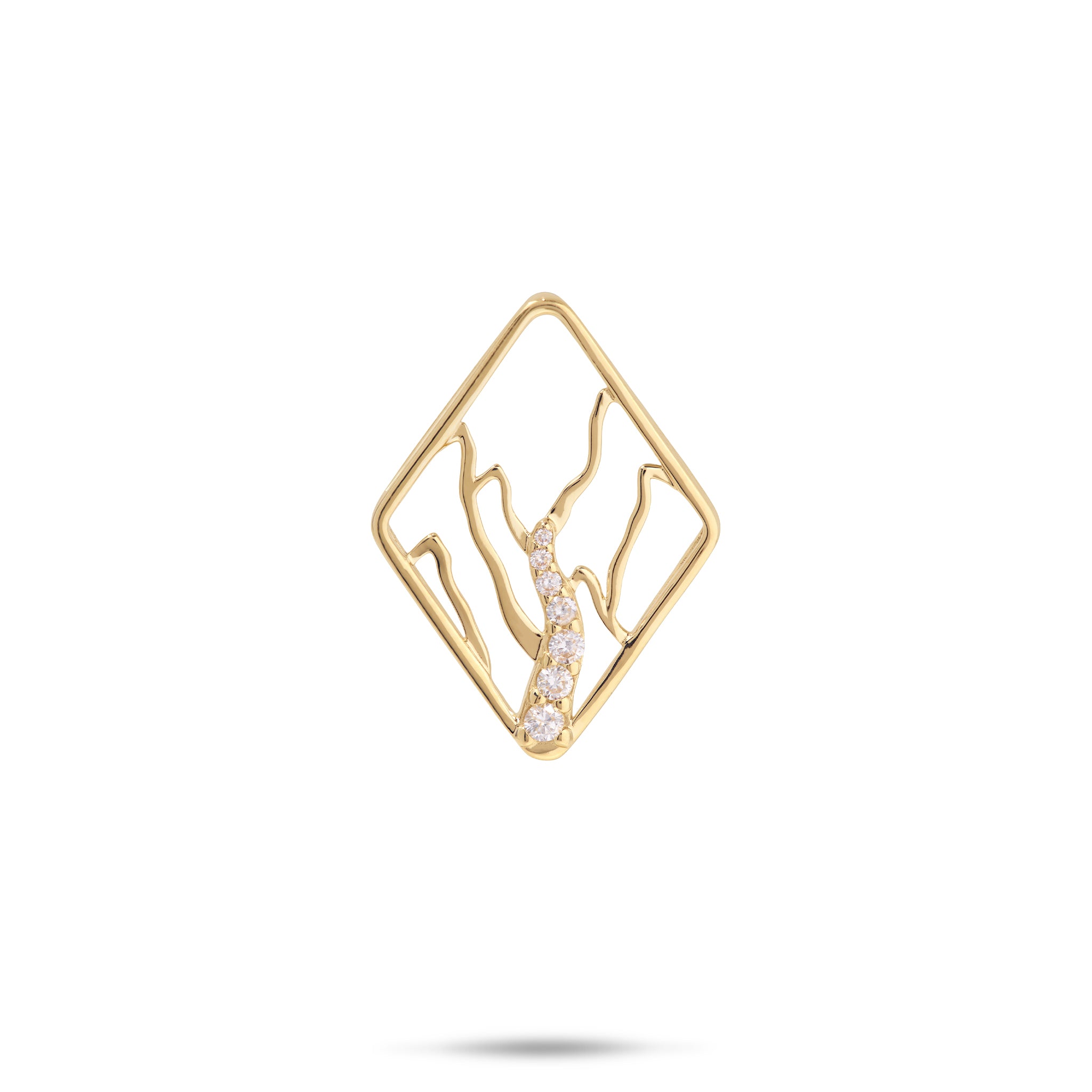 Koʻolau Waterfall Pendant in Gold with Diamonds - 22mm