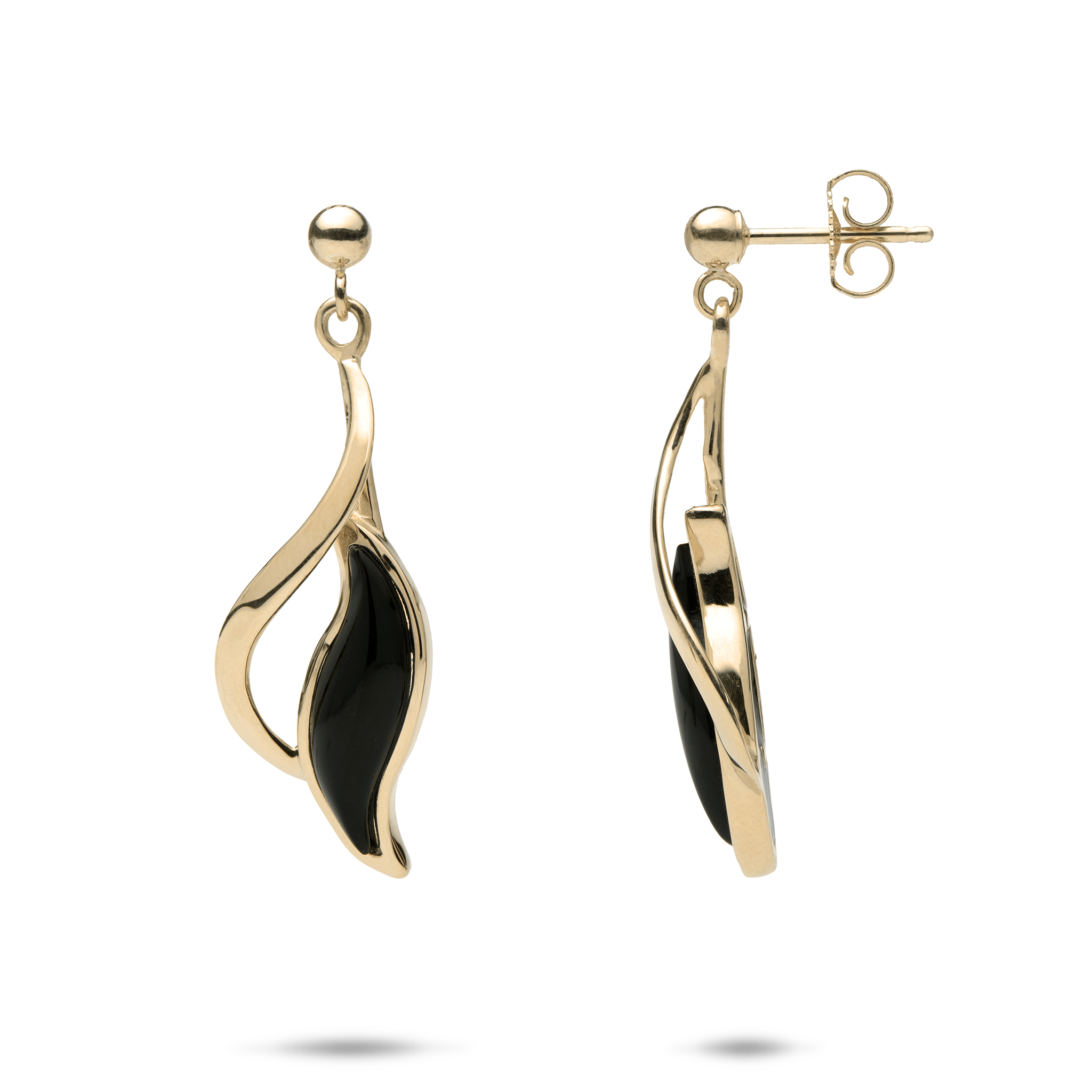 Paradise Black Coral Earrings in Gold