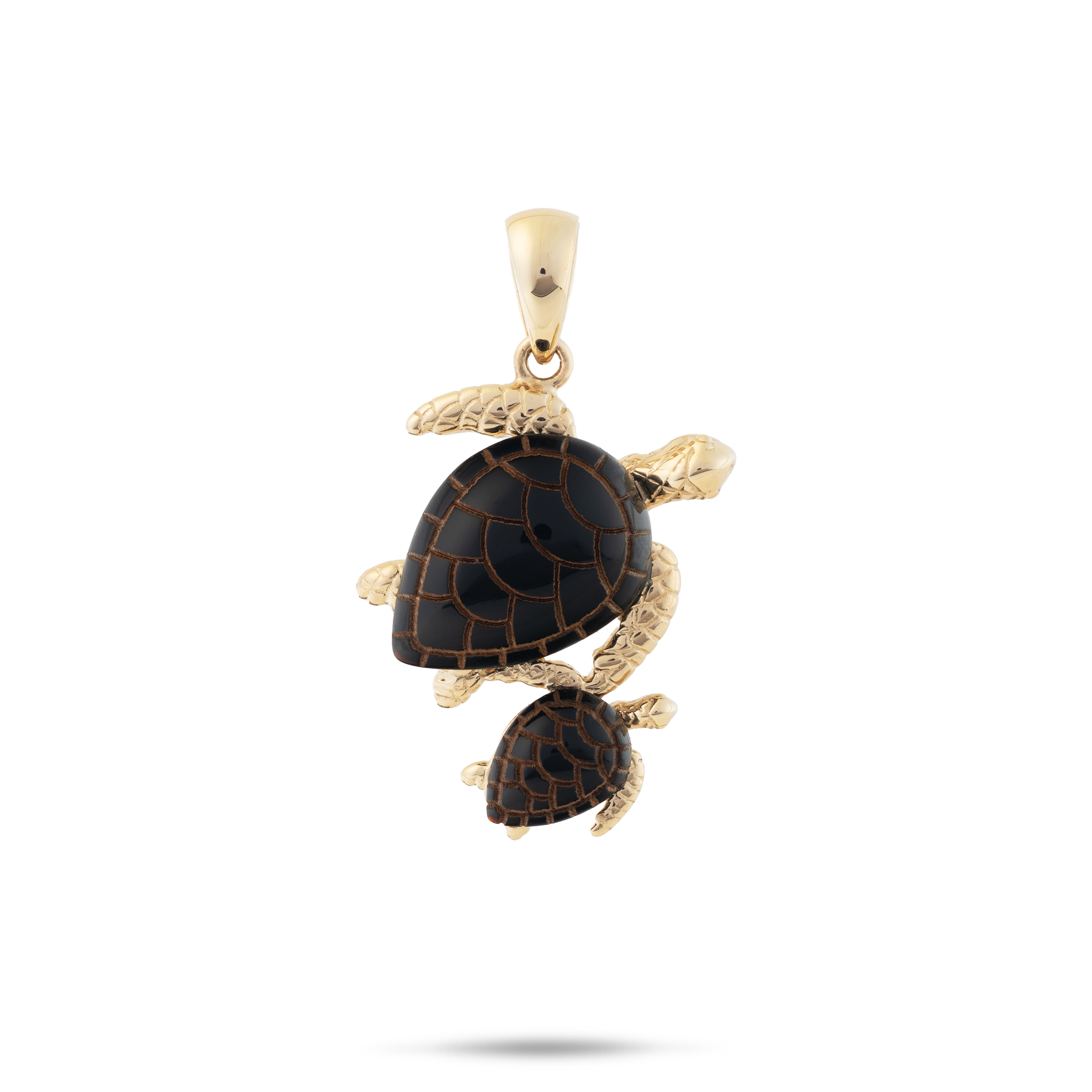 Honu Black Coral Pendant in Gold - 22mm