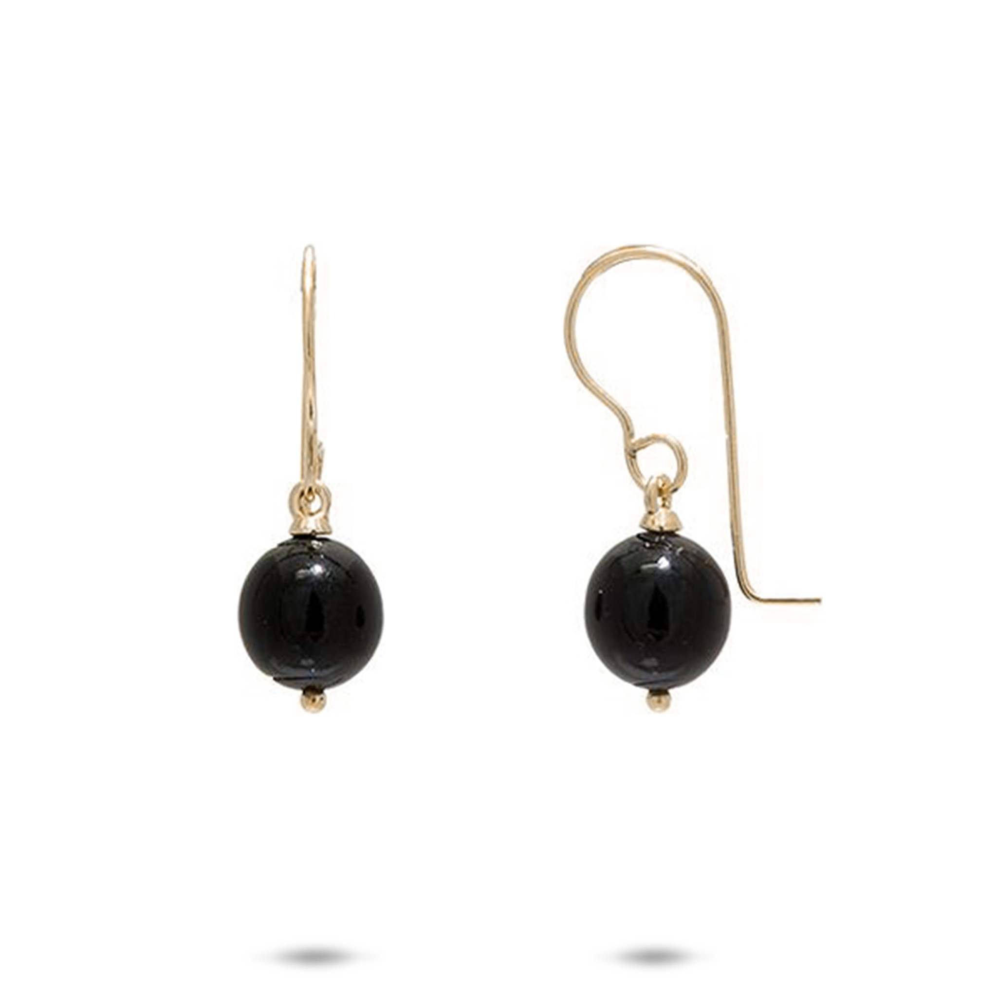 Hawaiian Black Coral Earrings in Gold -  7-7.9mm