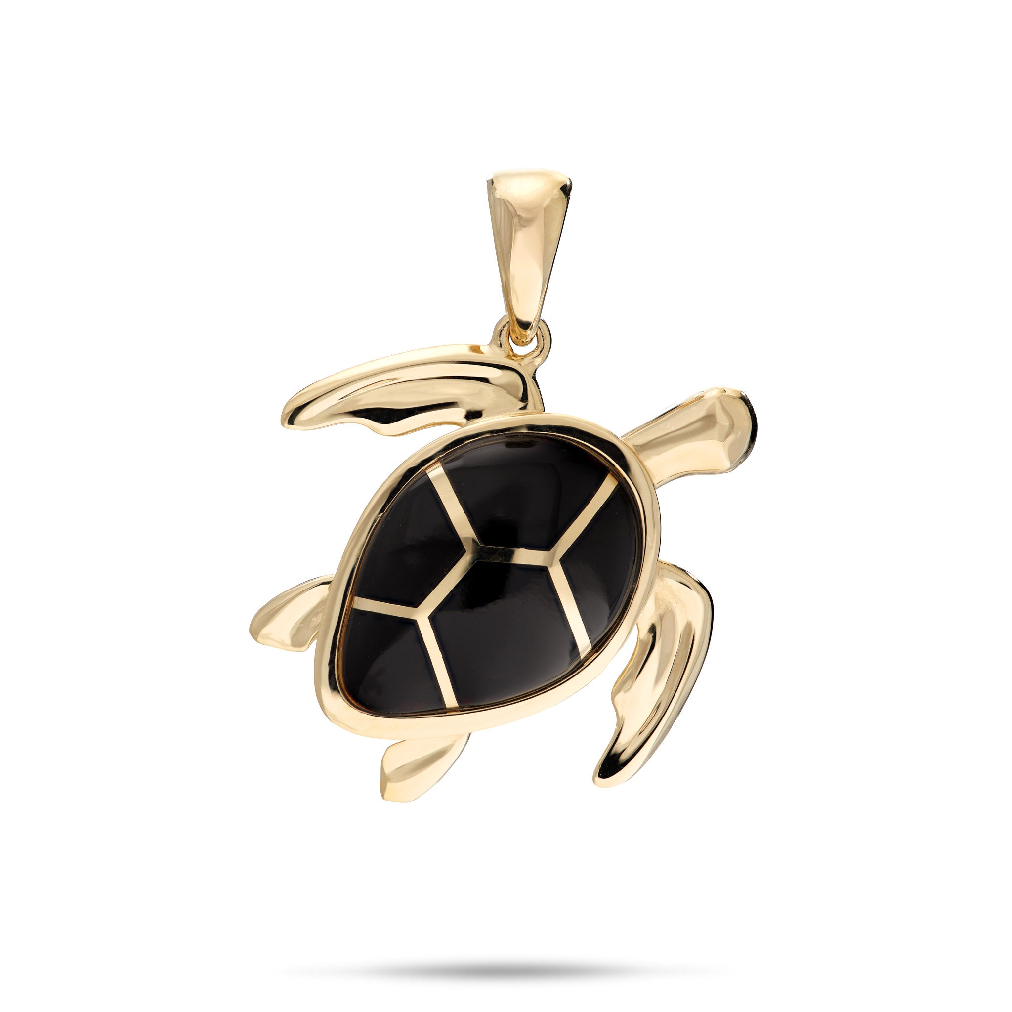 Honu Black Coral Pendant in Gold - 22mm