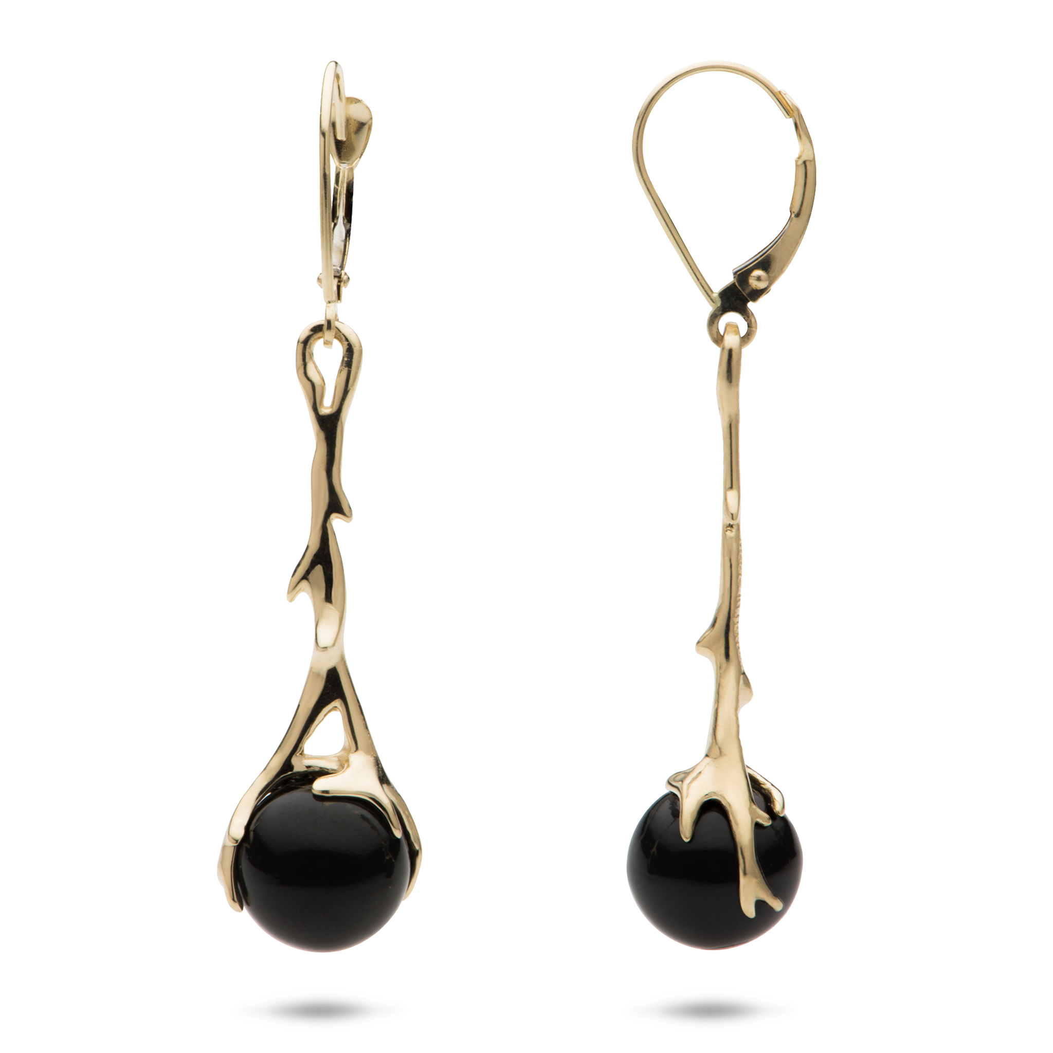 Heritage Black Coral Earrings in Gold