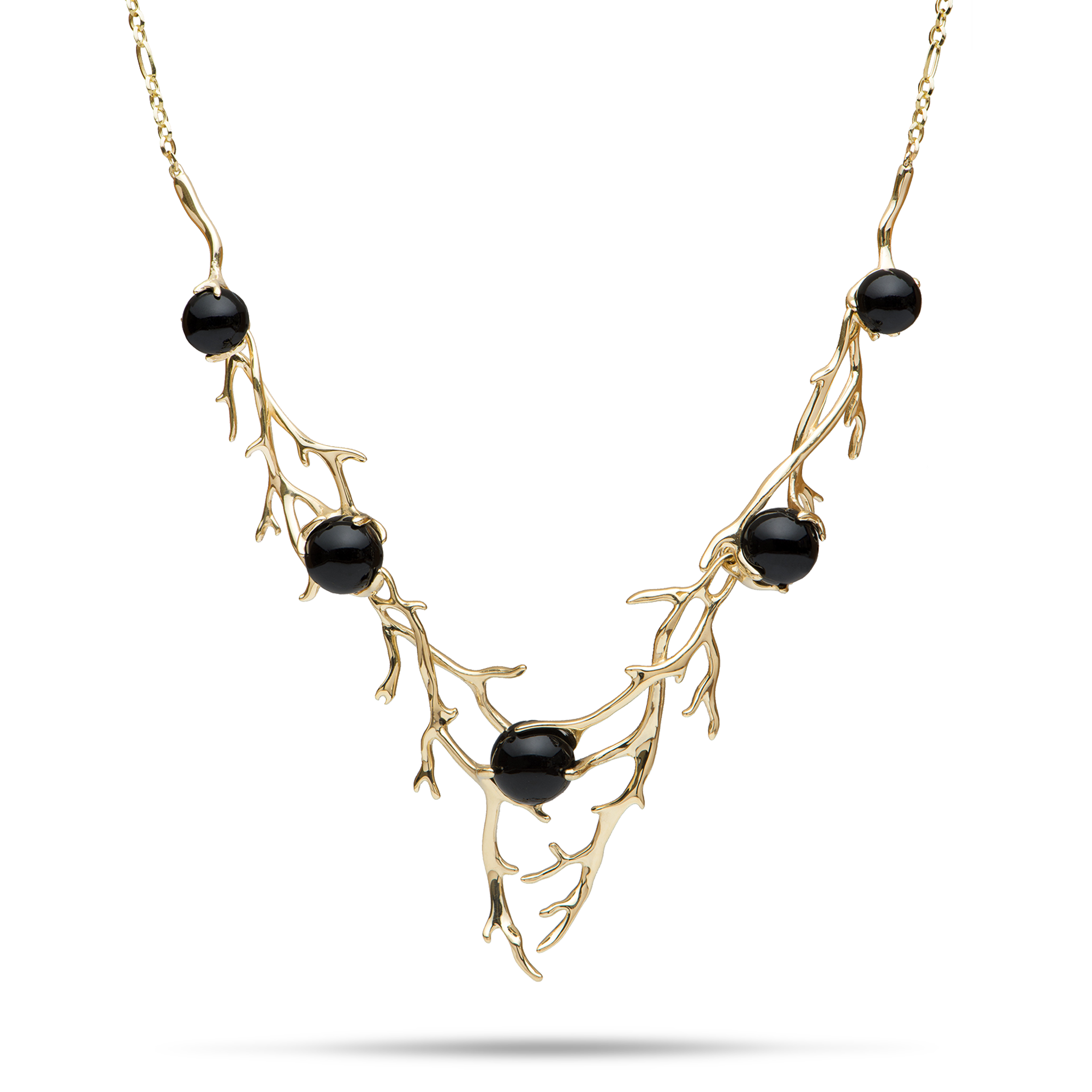 16-18" Adjustable Heritage Black Coral Necklace in Gold