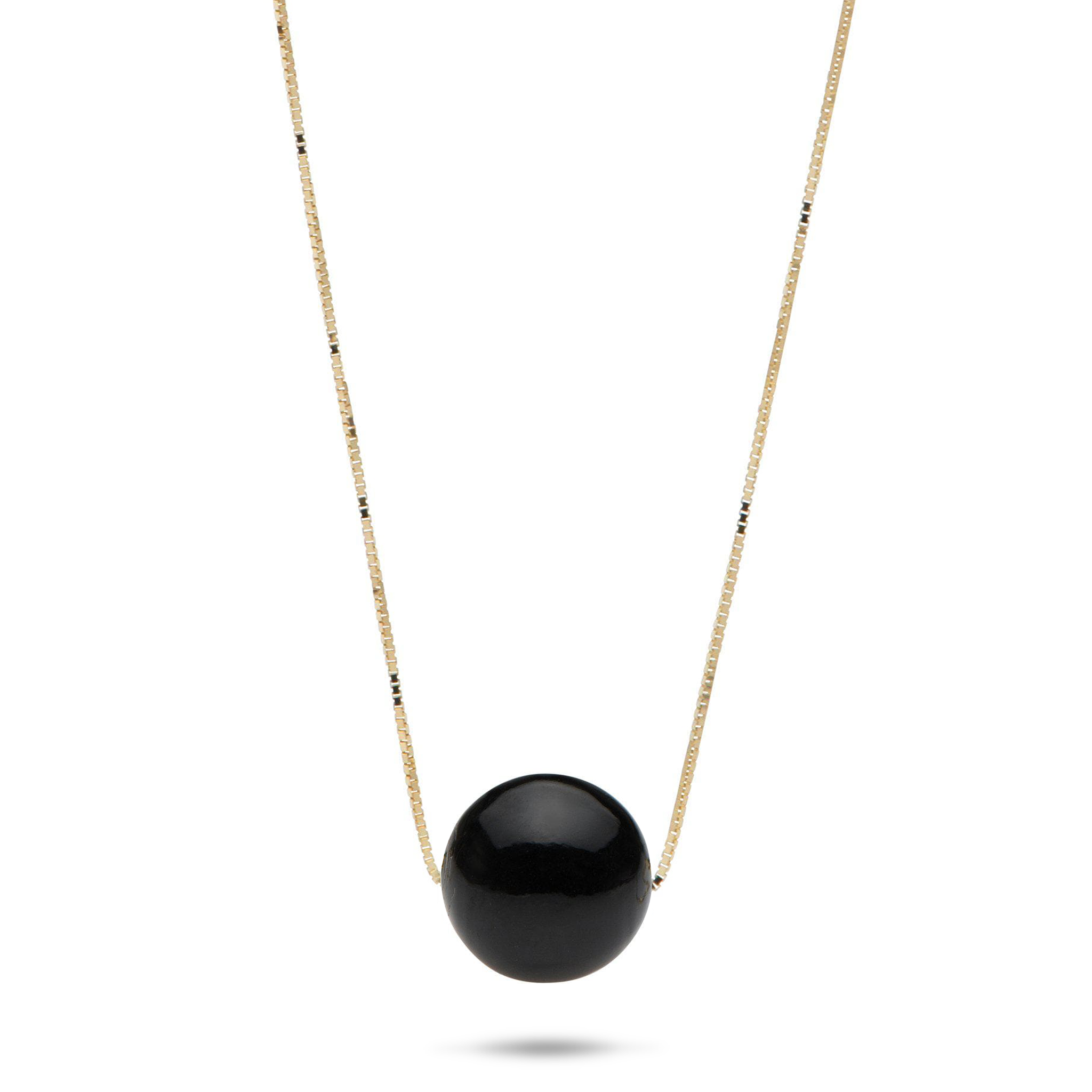 18" Black Coral Slider Necklace in Gold
