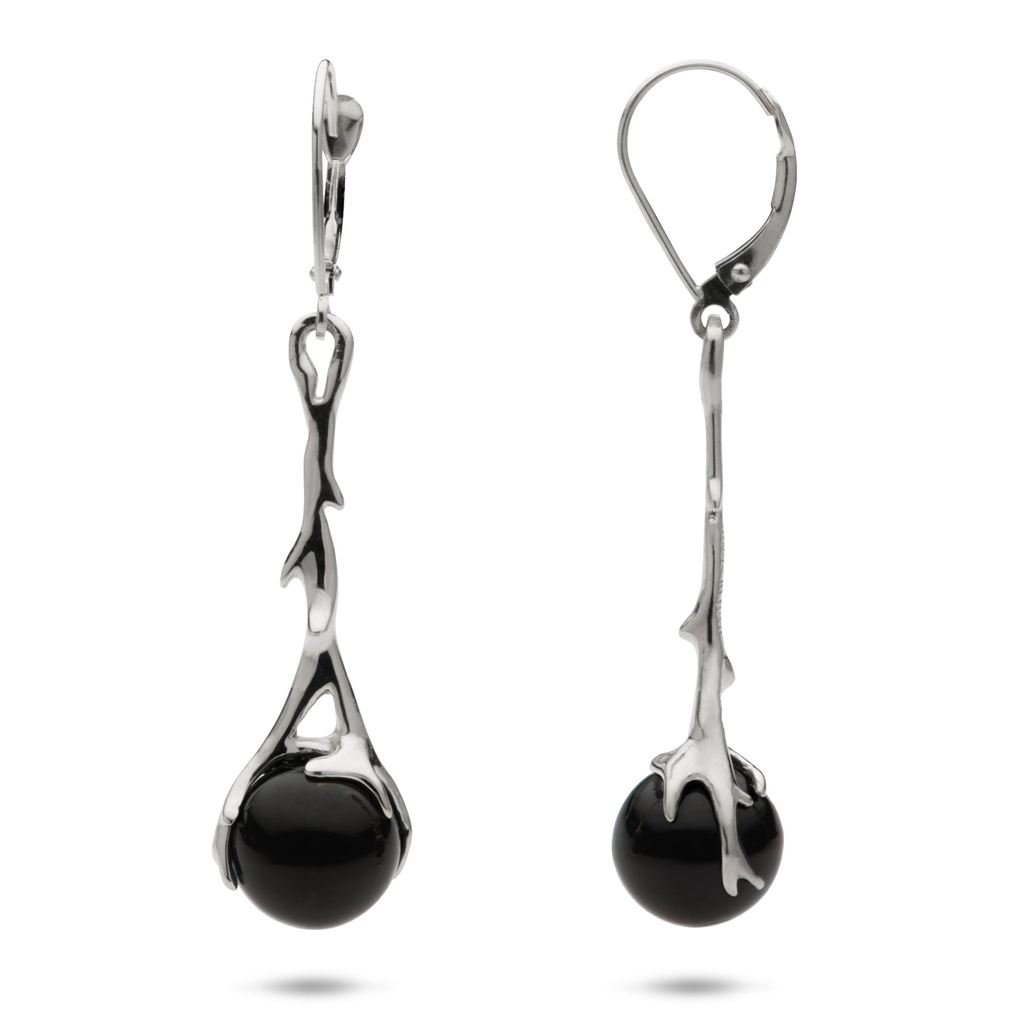 Heritage Black Coral Earrings in White Gold