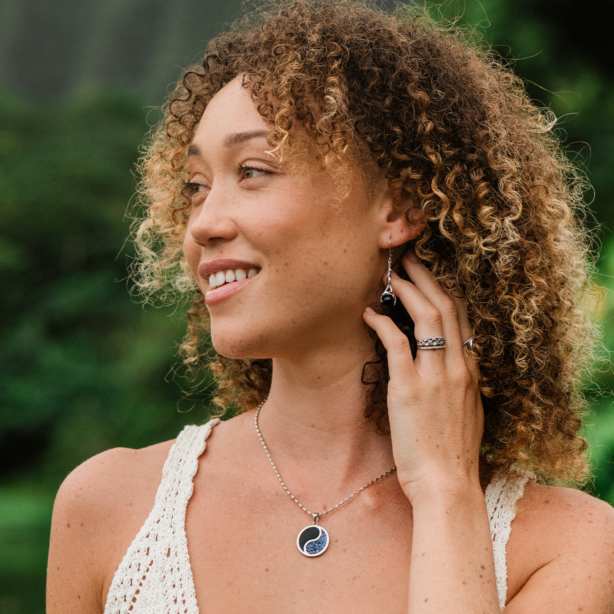 Heritage Black Coral Earrings in White Gold