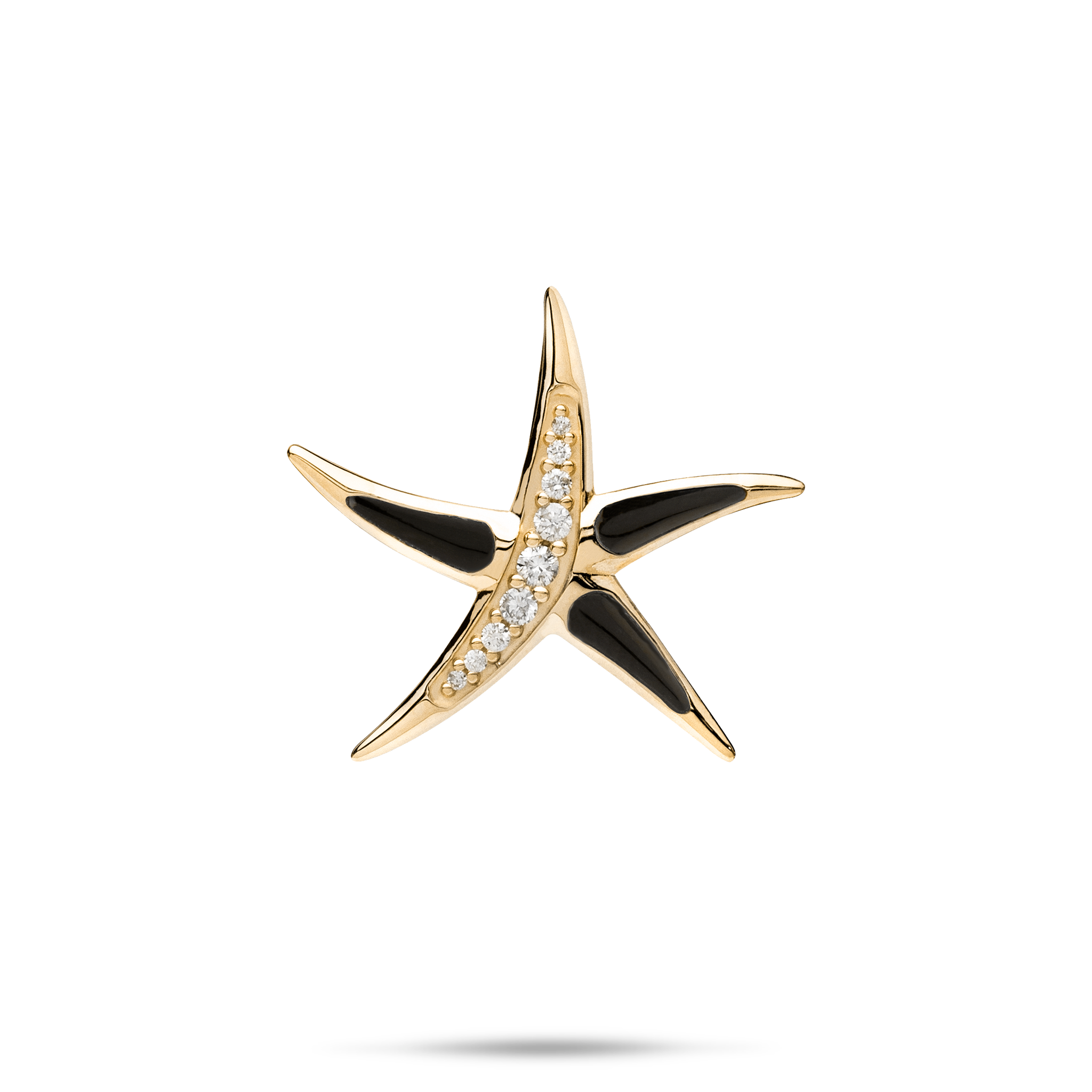 Sealife Starfish Black Coral Pendant in Gold with Diamonds - 23mm