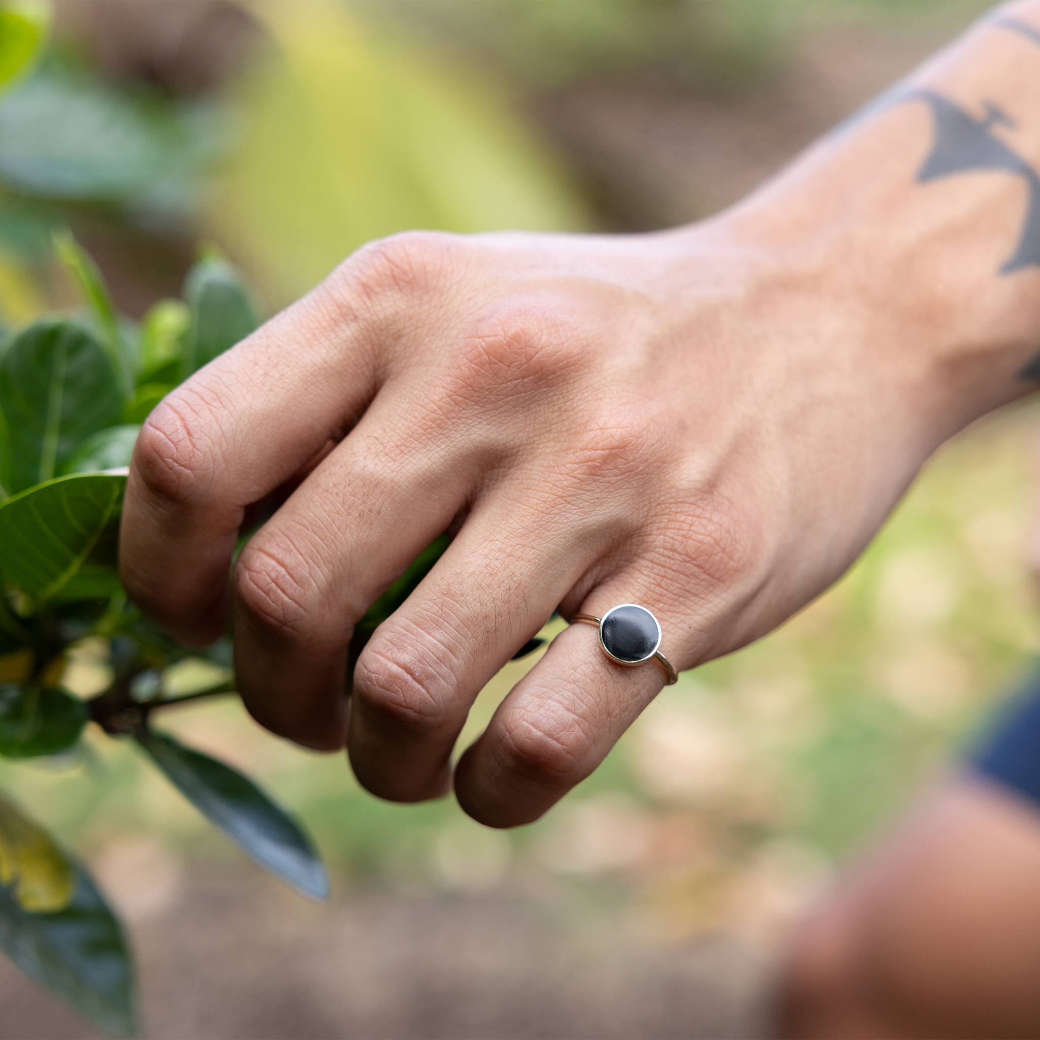 Eclipse Black Coral Ring in Gold - 9mm