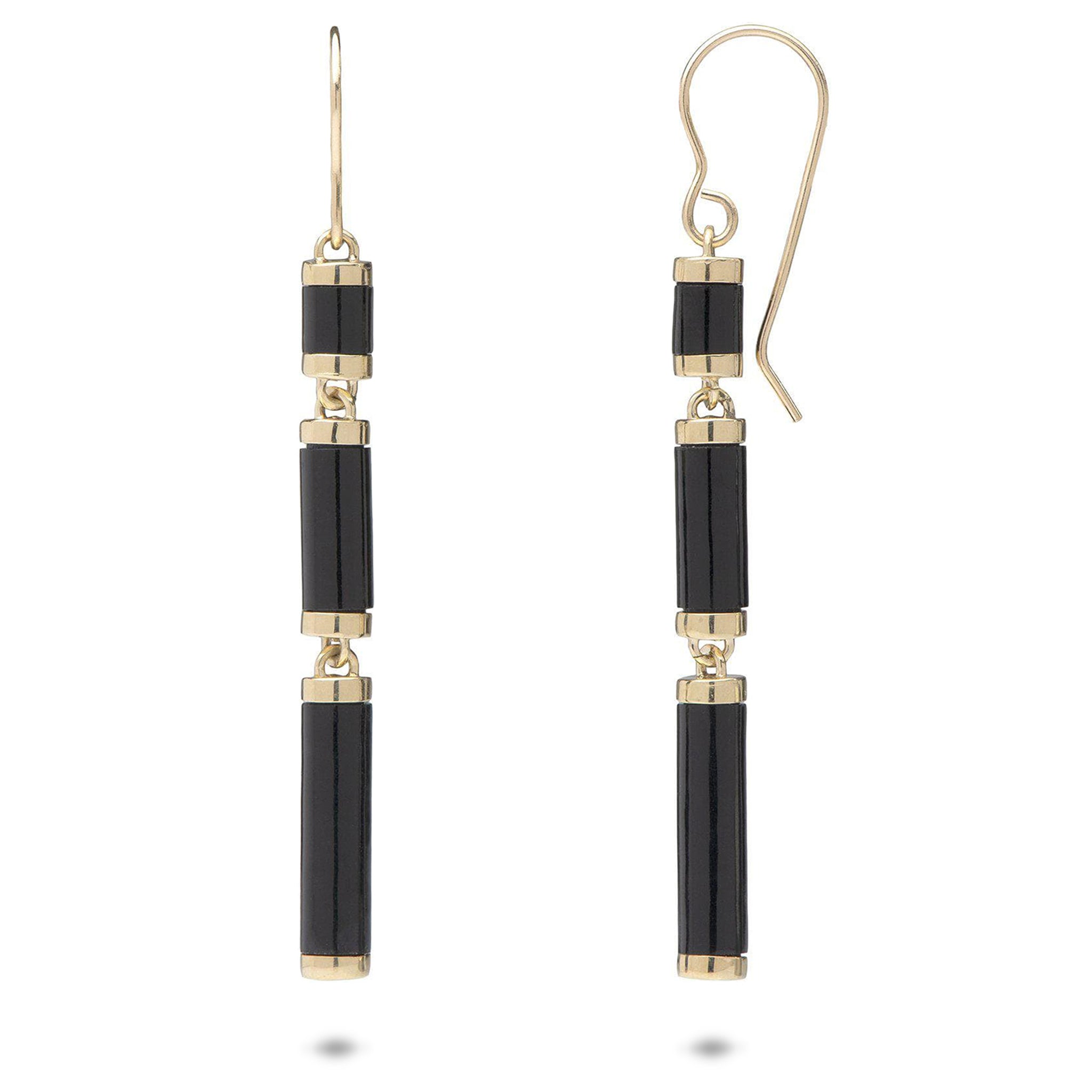 Ocean Chimes Black Coral Earrings in Gold