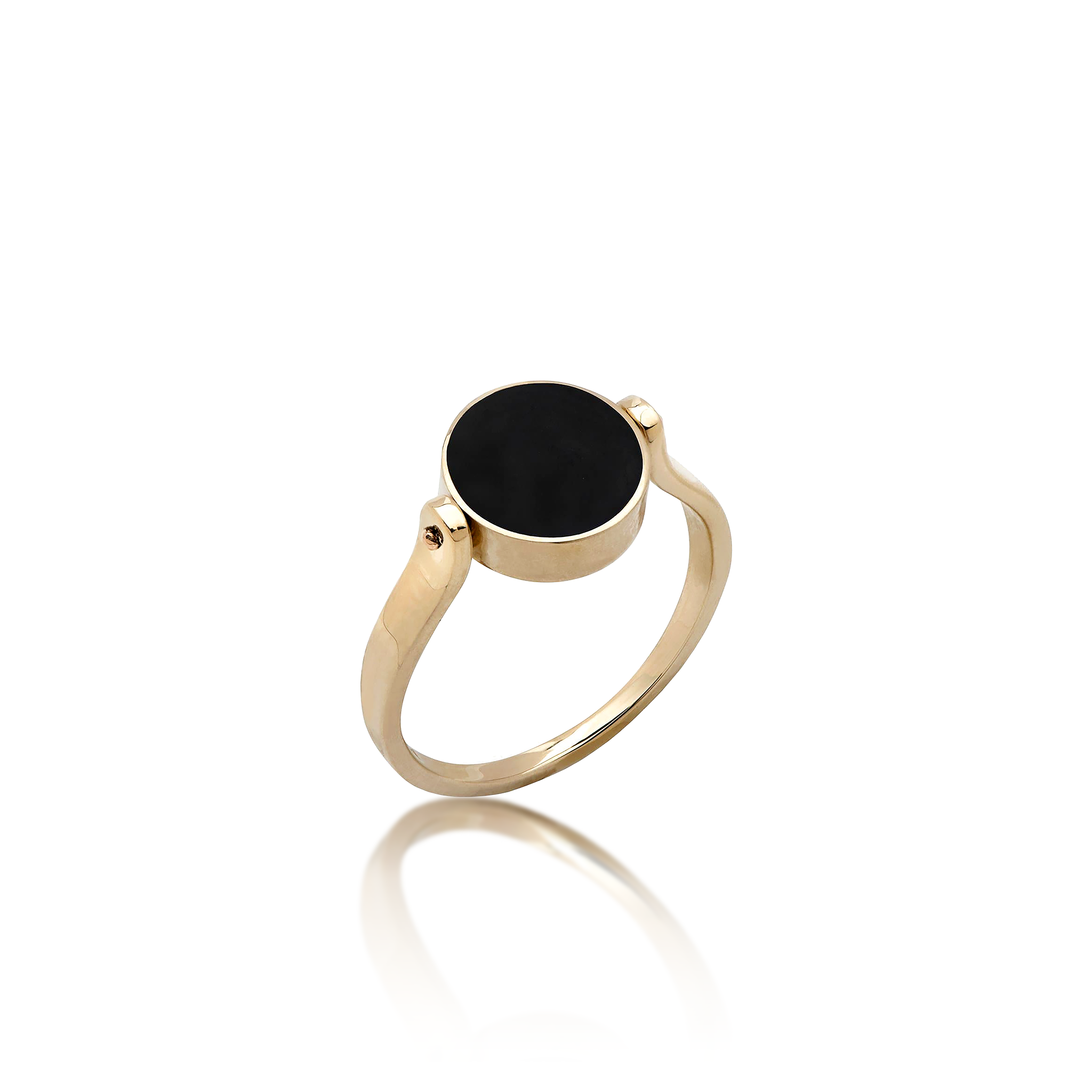 Eclipse Flipside Black Coral & Mother of Pearl Ring in Gold - 9mm