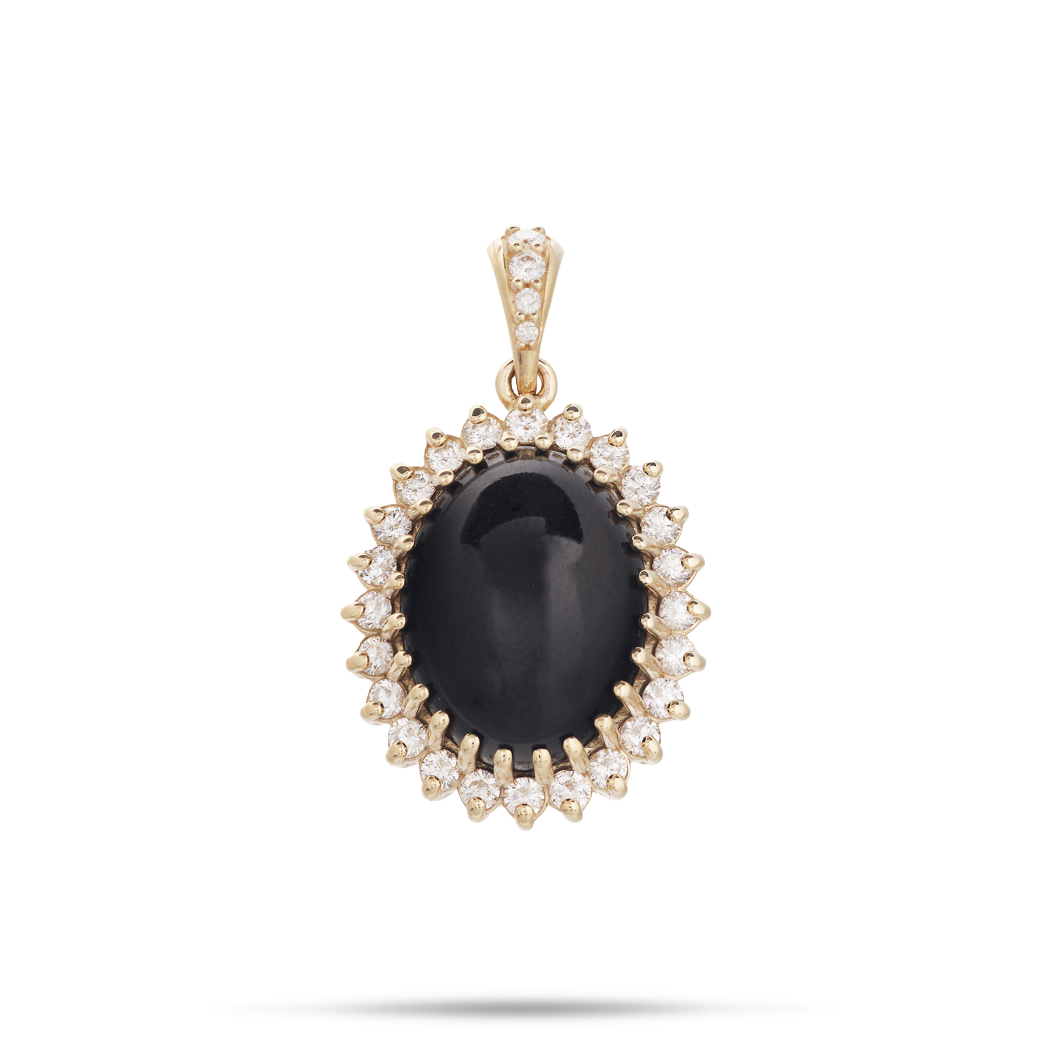 Princess Ka‘iulani Black Coral Pendant in Gold with Diamonds - 21.5mm