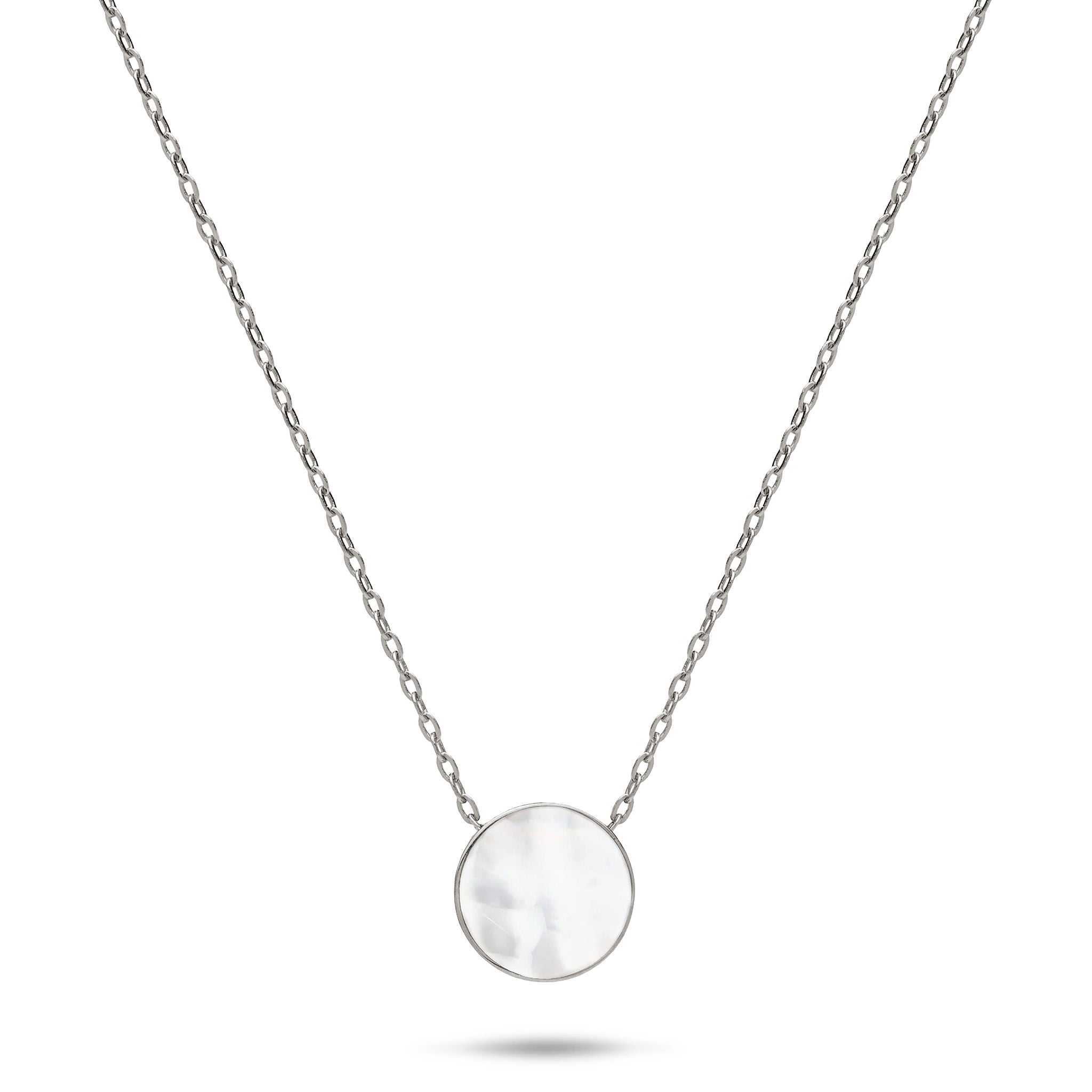 16-18" Adjustable Eclipse Flipside Black Coral & Mother of Pearl Necklace in White Gold - 9mm