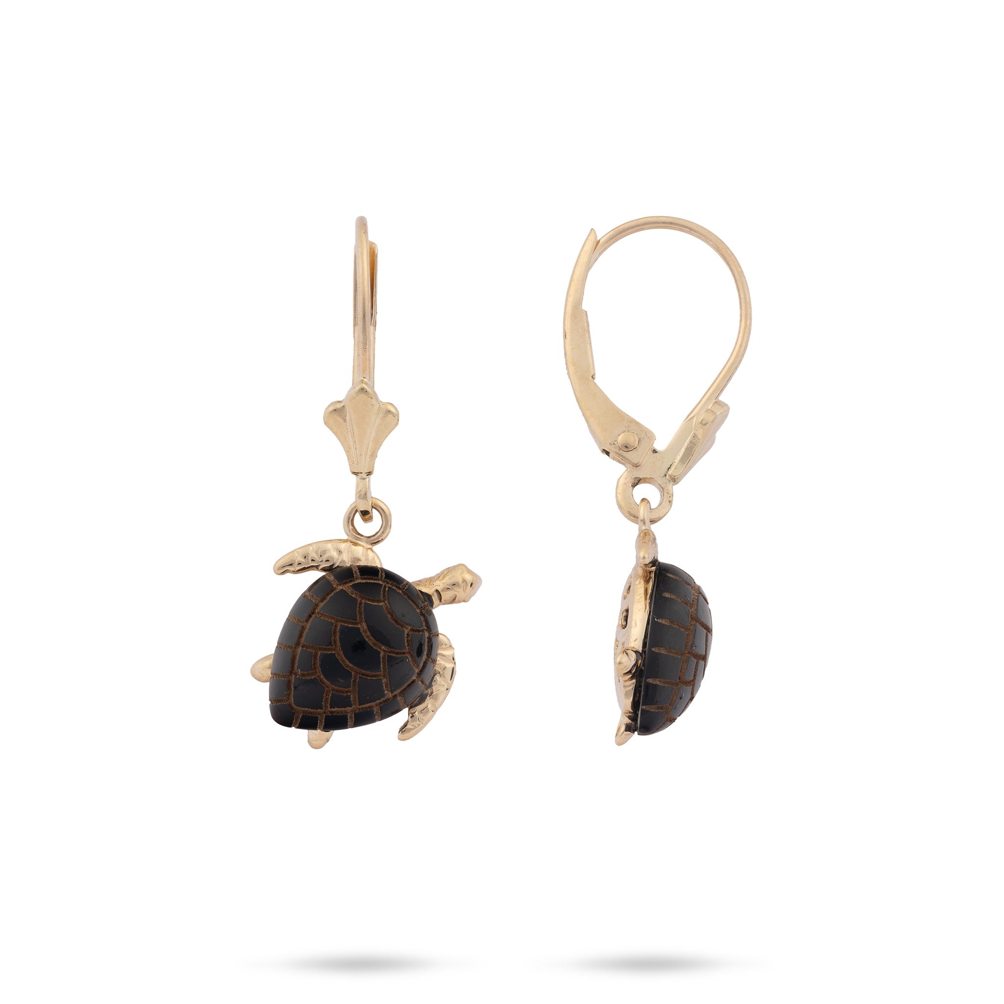 Honu Black Coral Earrings in Gold - 12mm