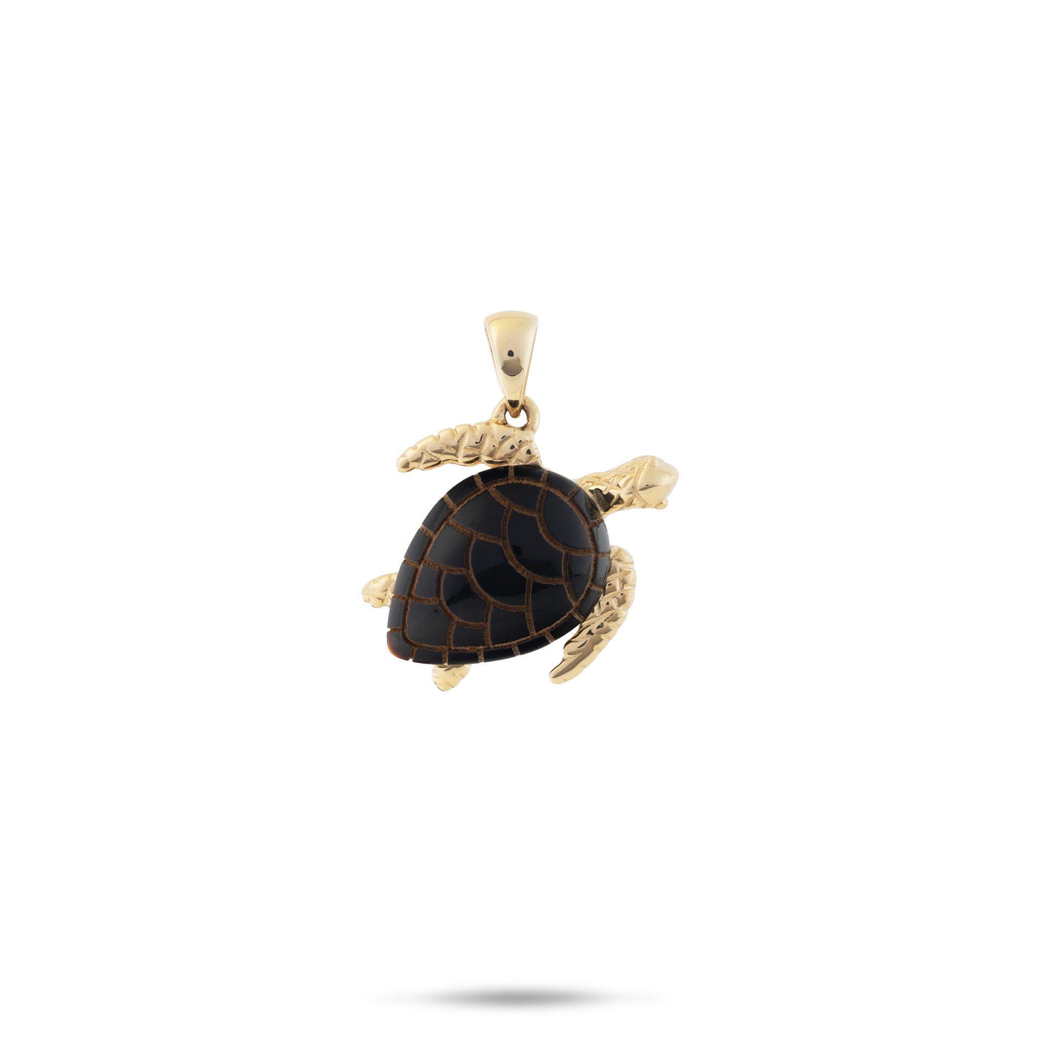 Honu Black Coral Pendant in Gold - 15mm