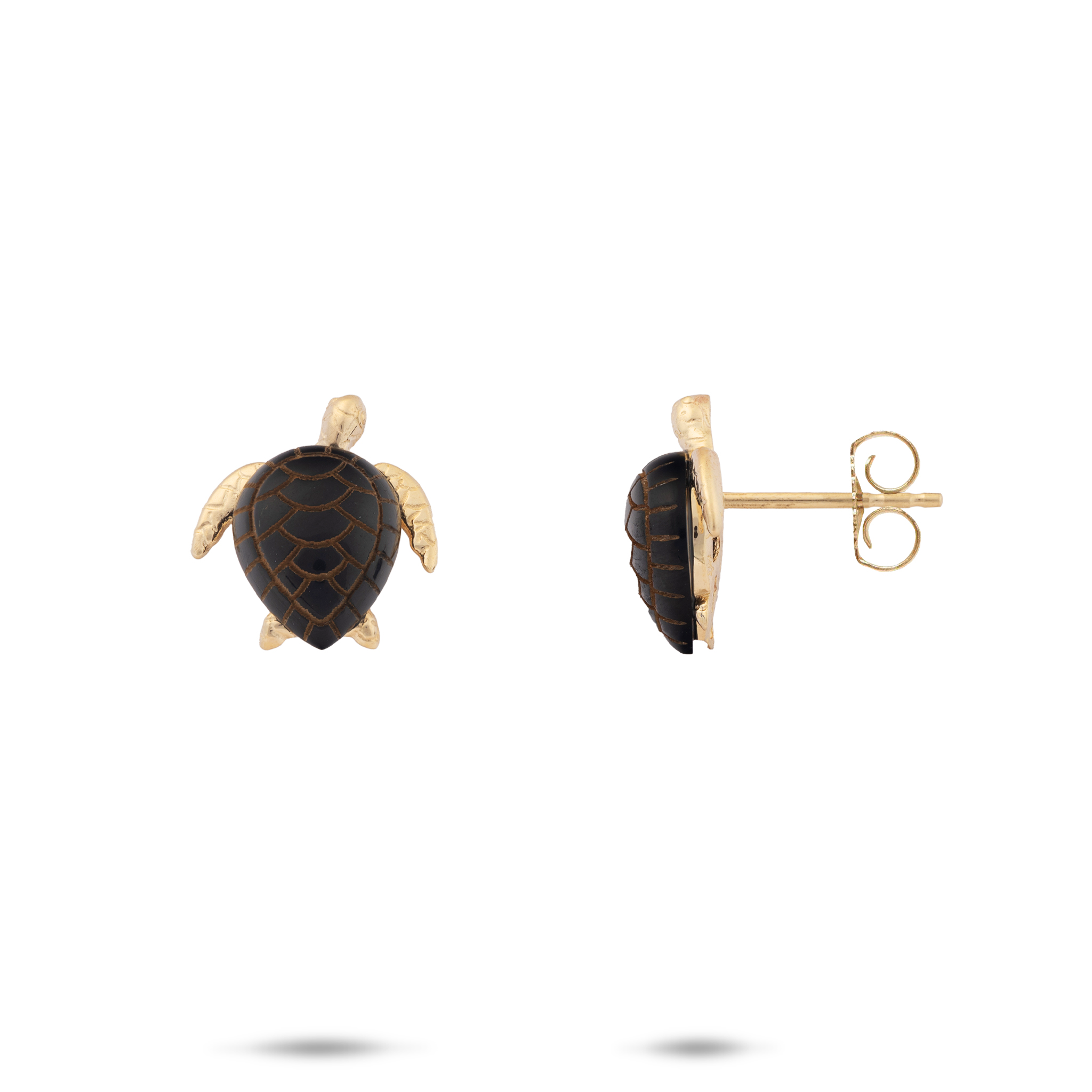 Honu Black Coral Earrings in Gold - 13mm