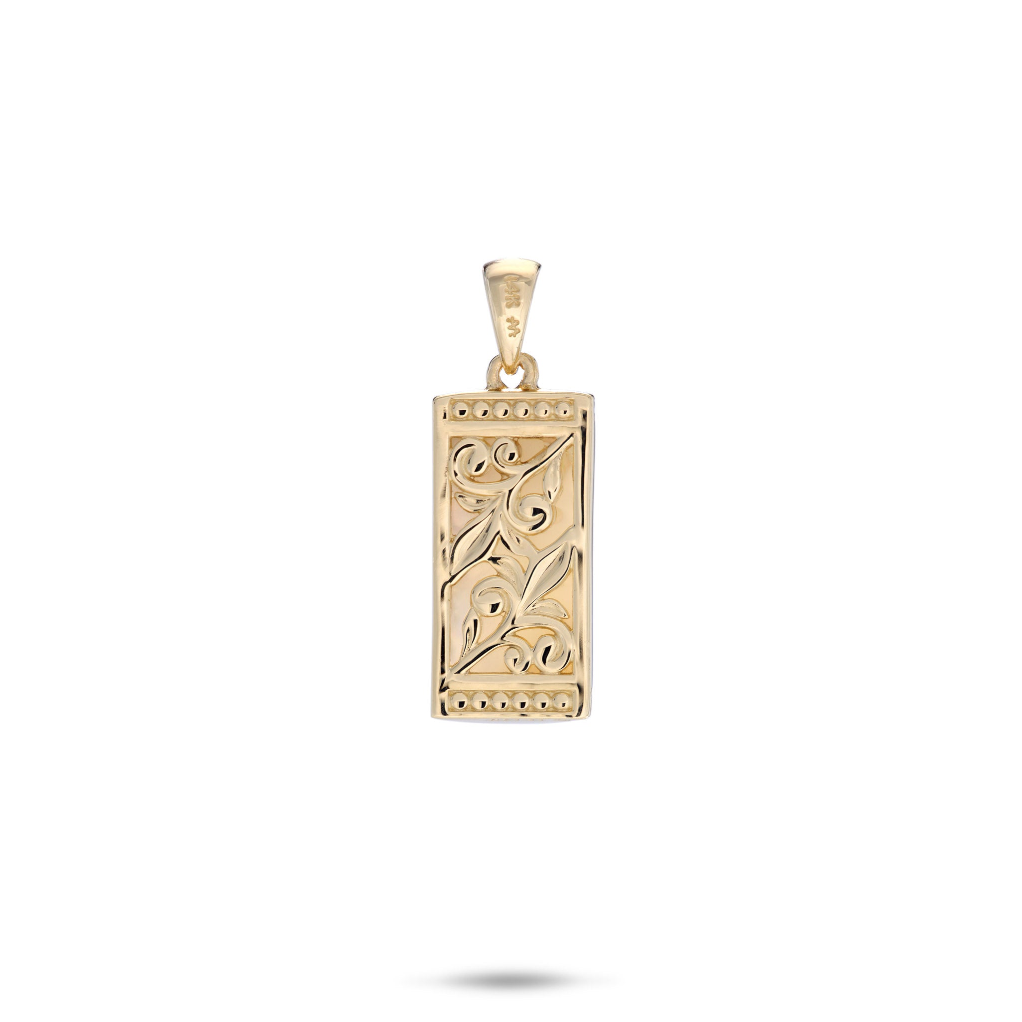 Hawaiian Heirloom Plumeria Mother of Pearl Pendant in Gold - 17mm