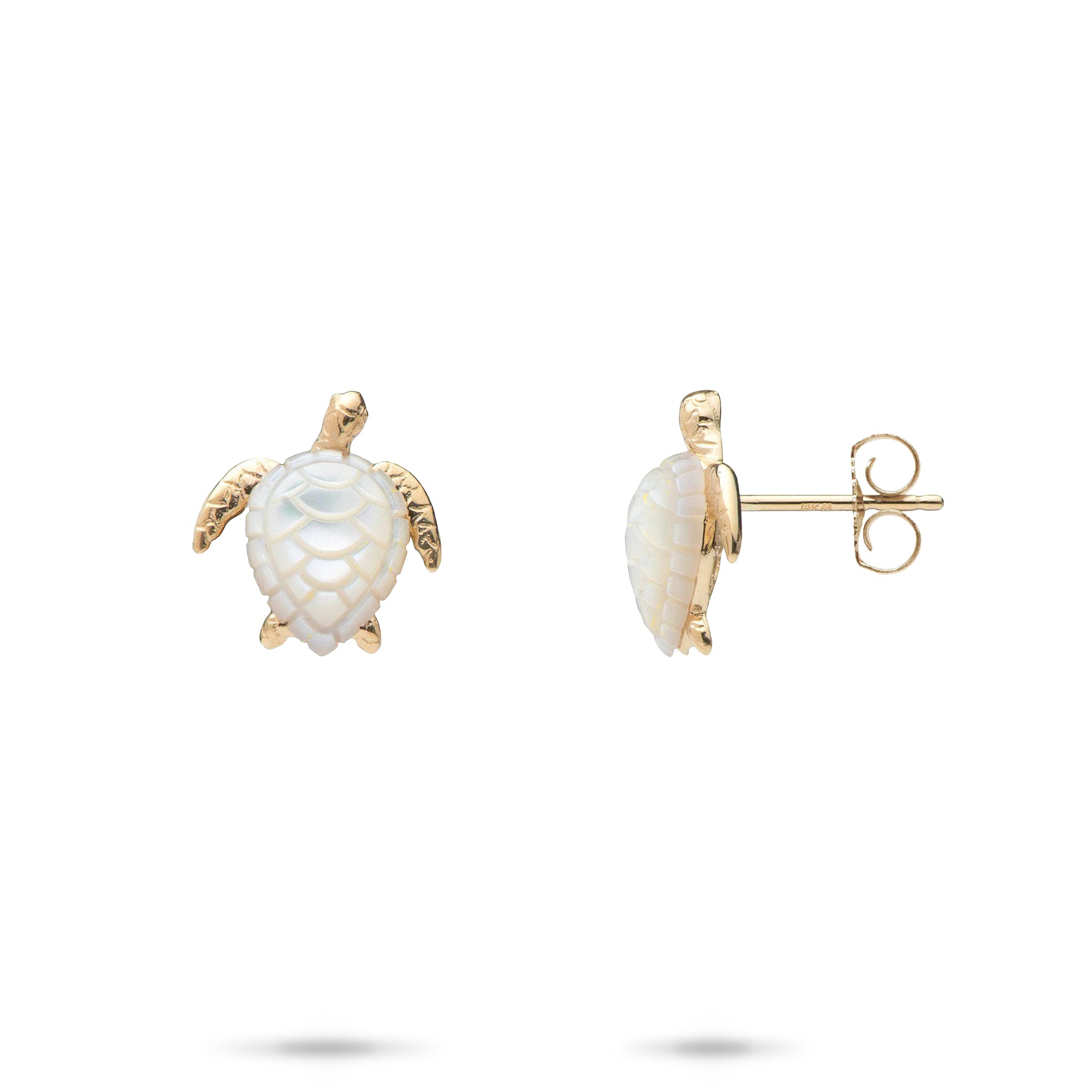 Honu Mother of Pearl Earrings in Gold - 13mm