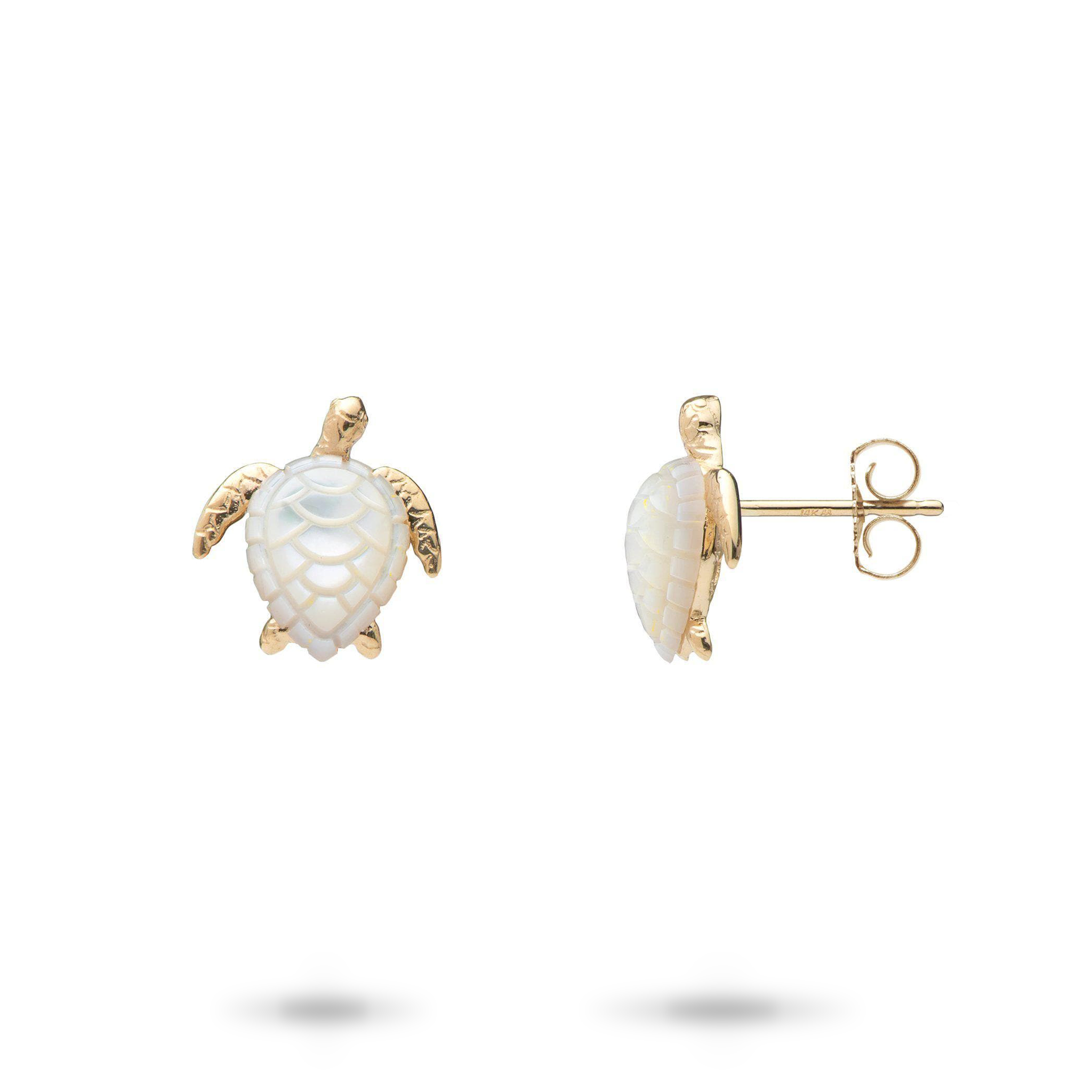 Honu Mother of Pearl Earrings in Gold - 13mm