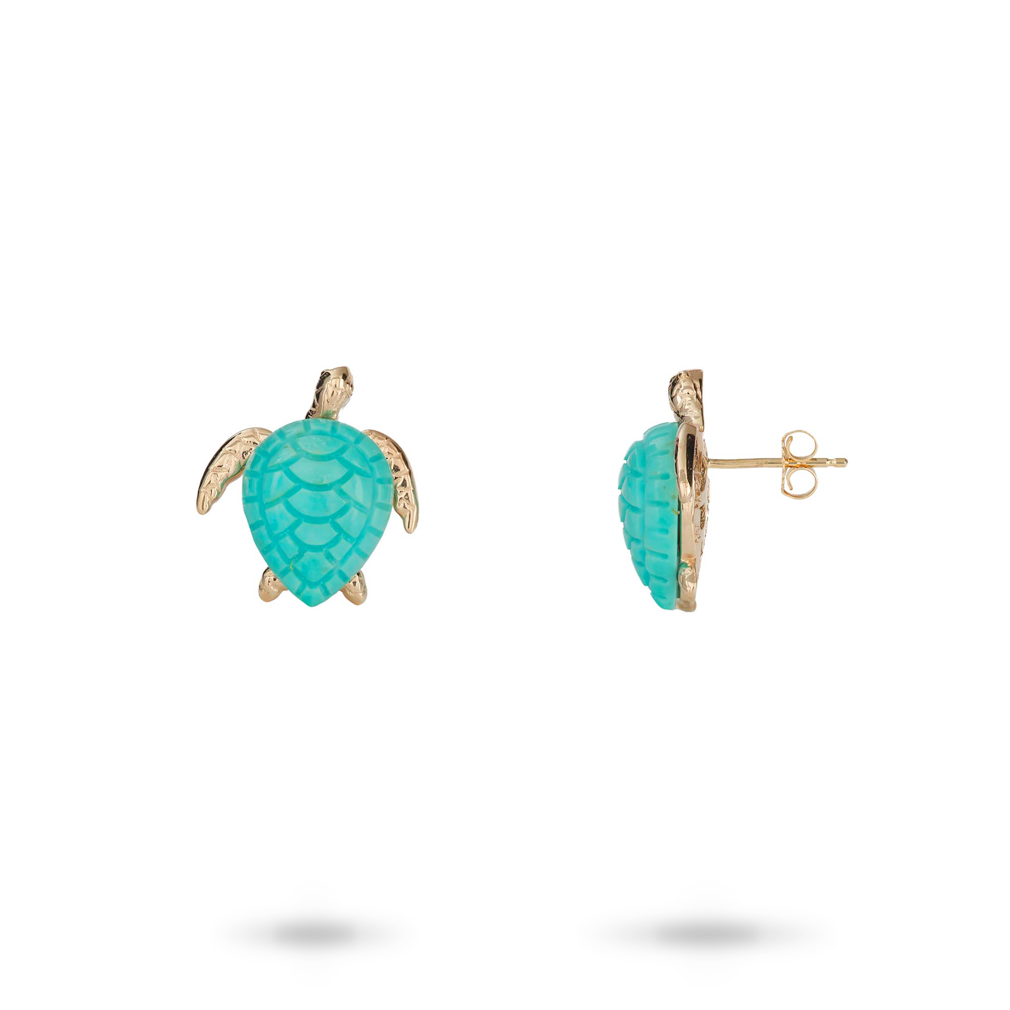 Honu Turquoise Earrings in Gold - 13mm