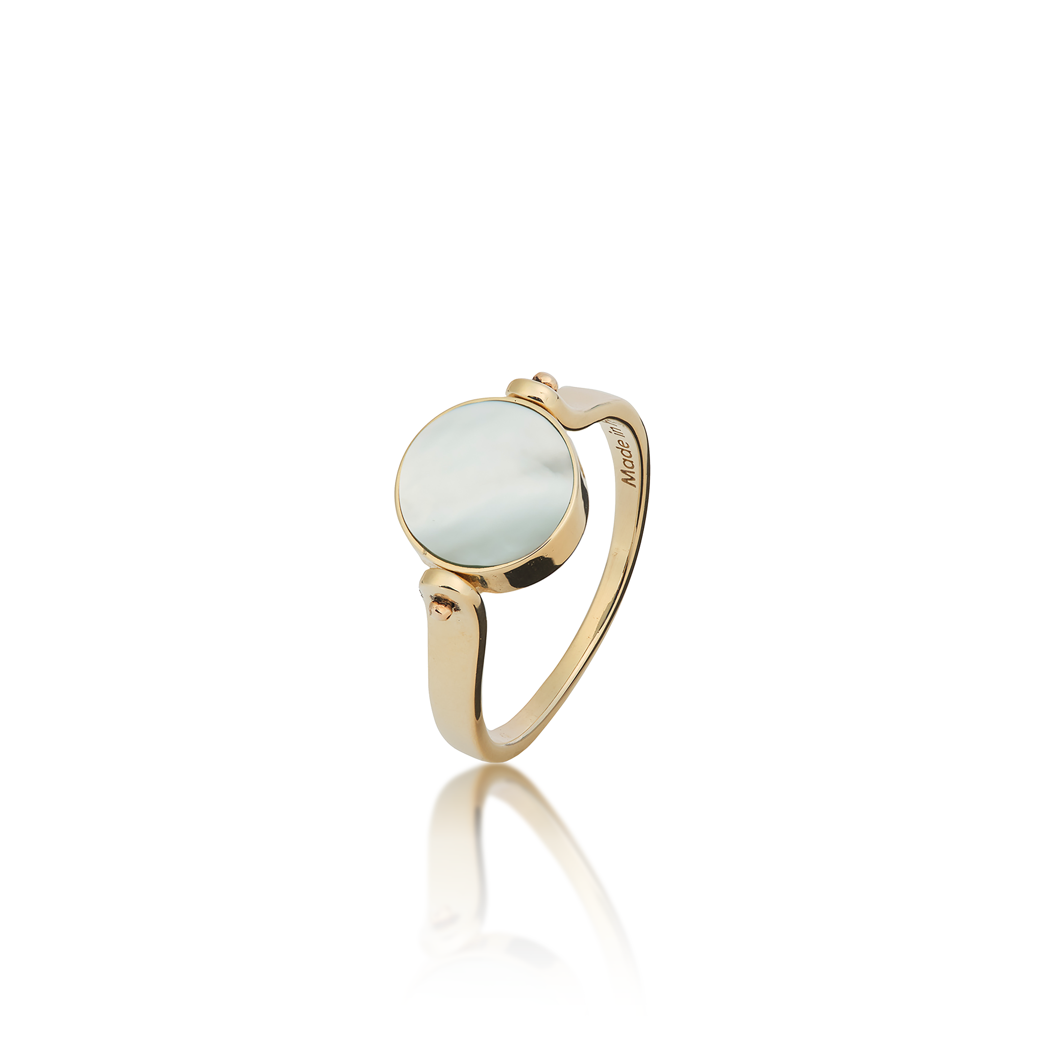 Eclipse Flipside Turquoise & Mother of Pearl Ring in Gold - 9mm