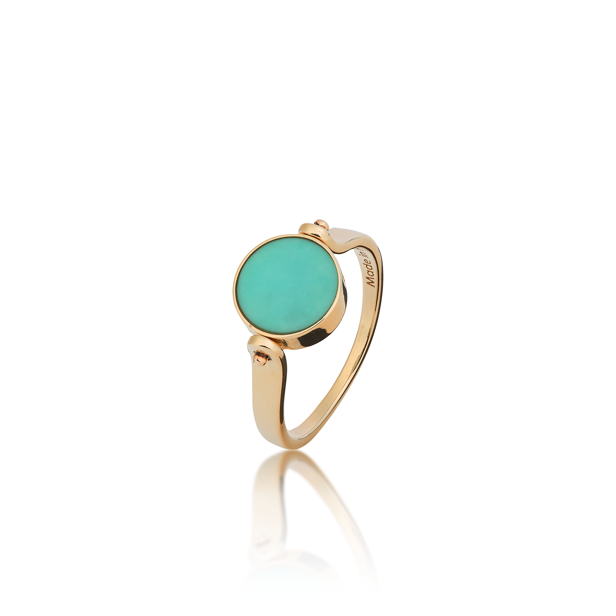 Eclipse Flipside Turquoise & Mother of Pearl Ring in Gold - 9mm